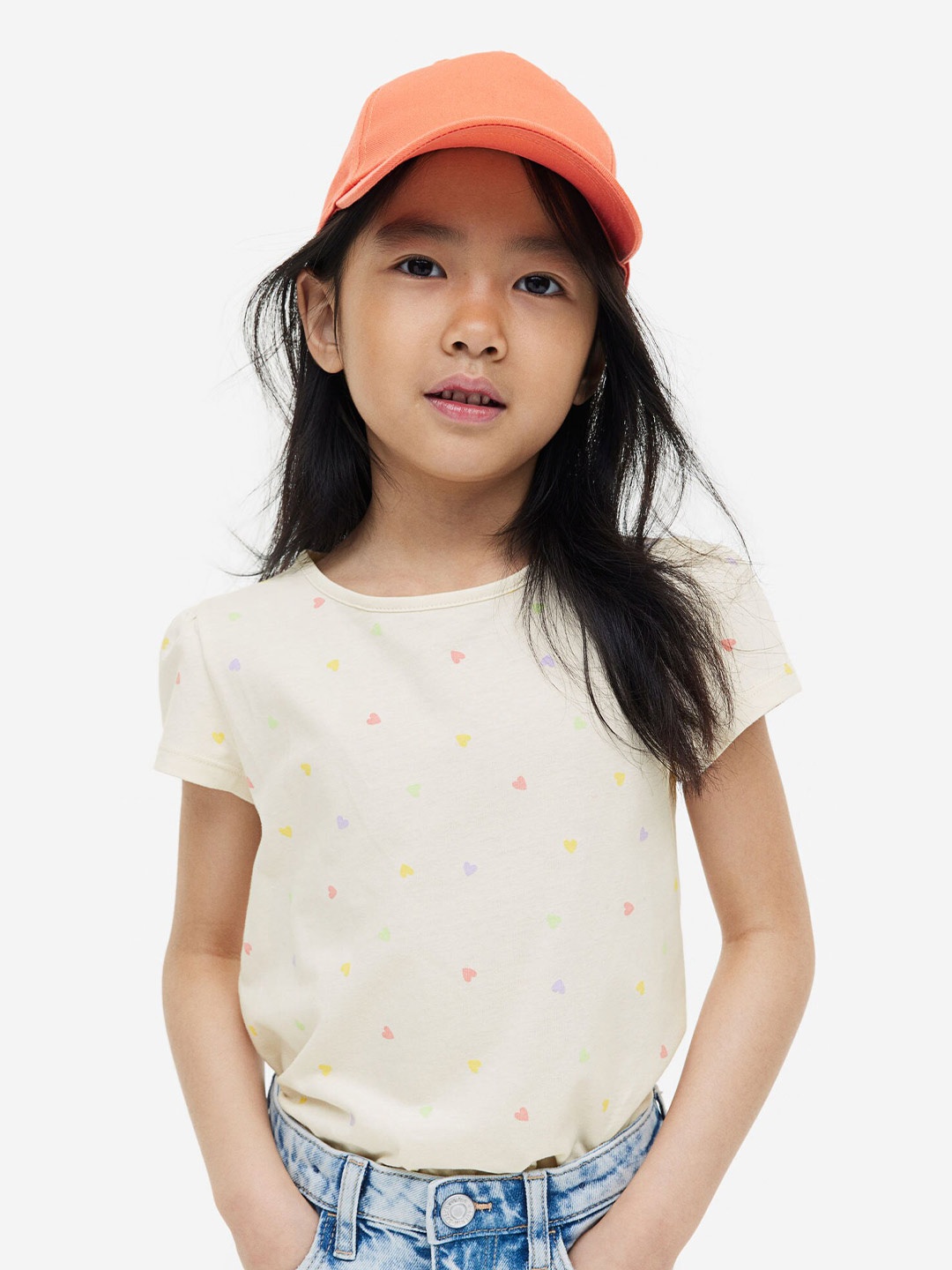 

H&M Girls Cotton Jersey Top, Beige