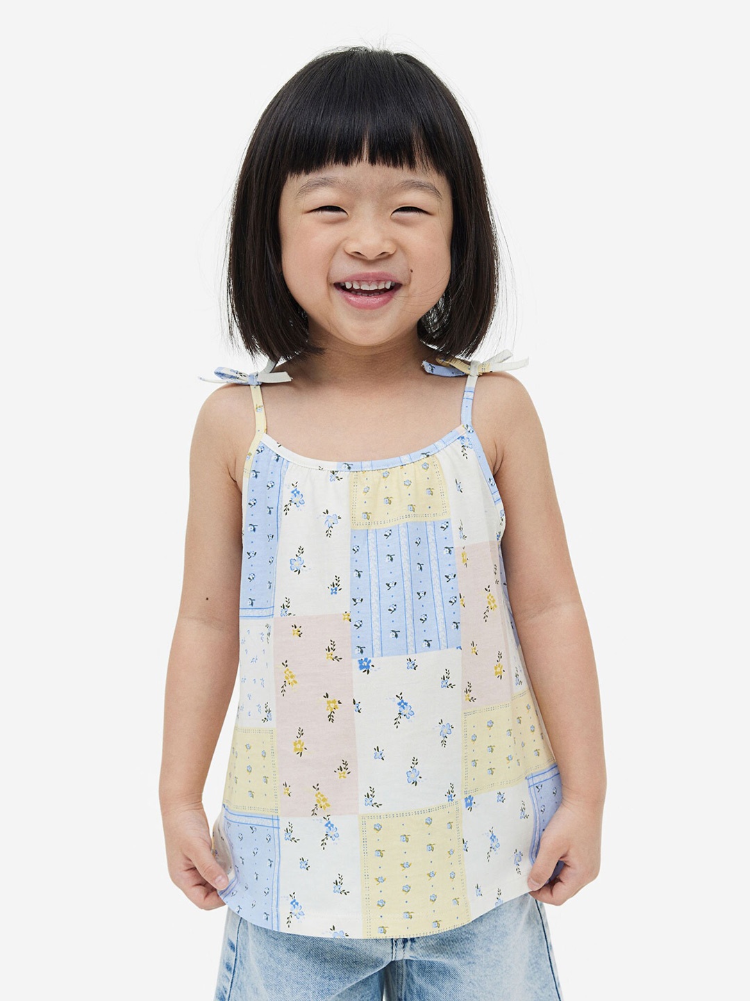 

H&M Girls 5-Pack Cotton Jersey Strappy Tops, Pink