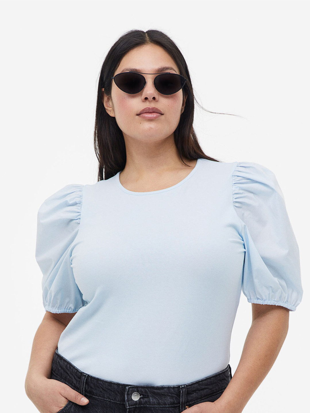 

H&M Puff-Sleeved Top, Blue