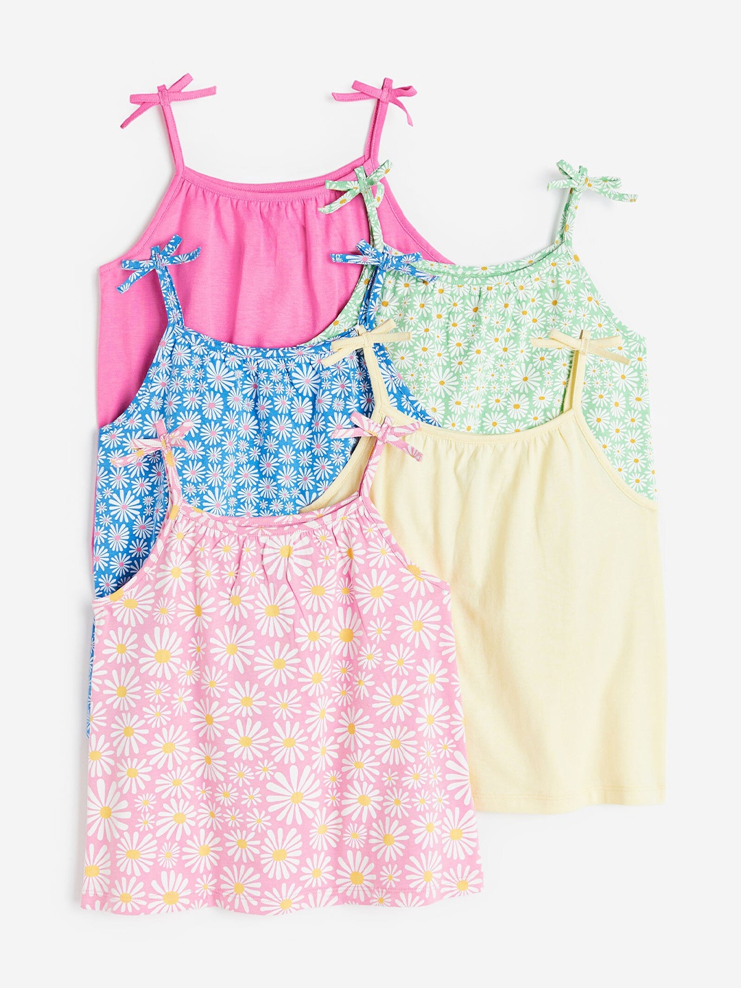 

H&M Girls 5-Pack Cotton Jersey Strappy Tops, Blue