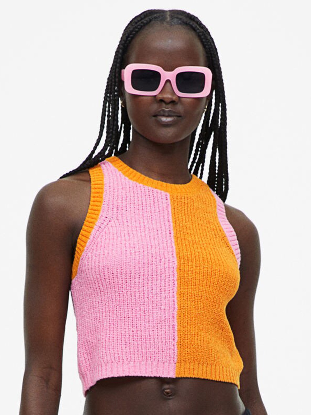 

H&M Rib-Knit Sweater Vest, Orange
