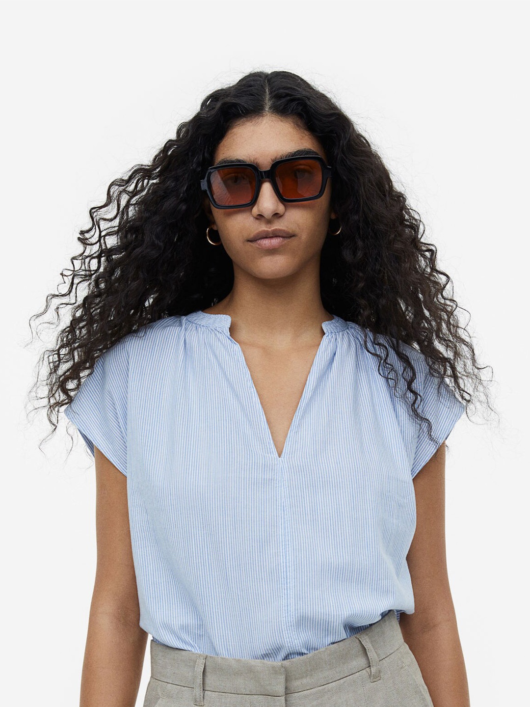 

H&M V-Neck Blouse, Blue