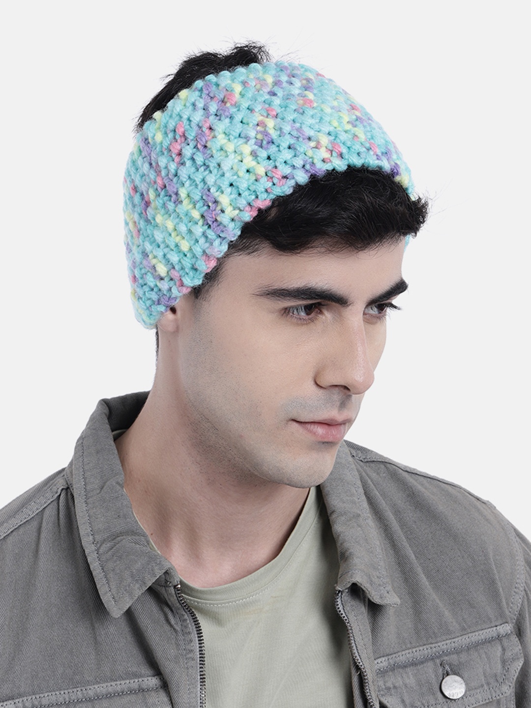 

Magic Needles Men Knitted Chill Wrap Headband, Blue