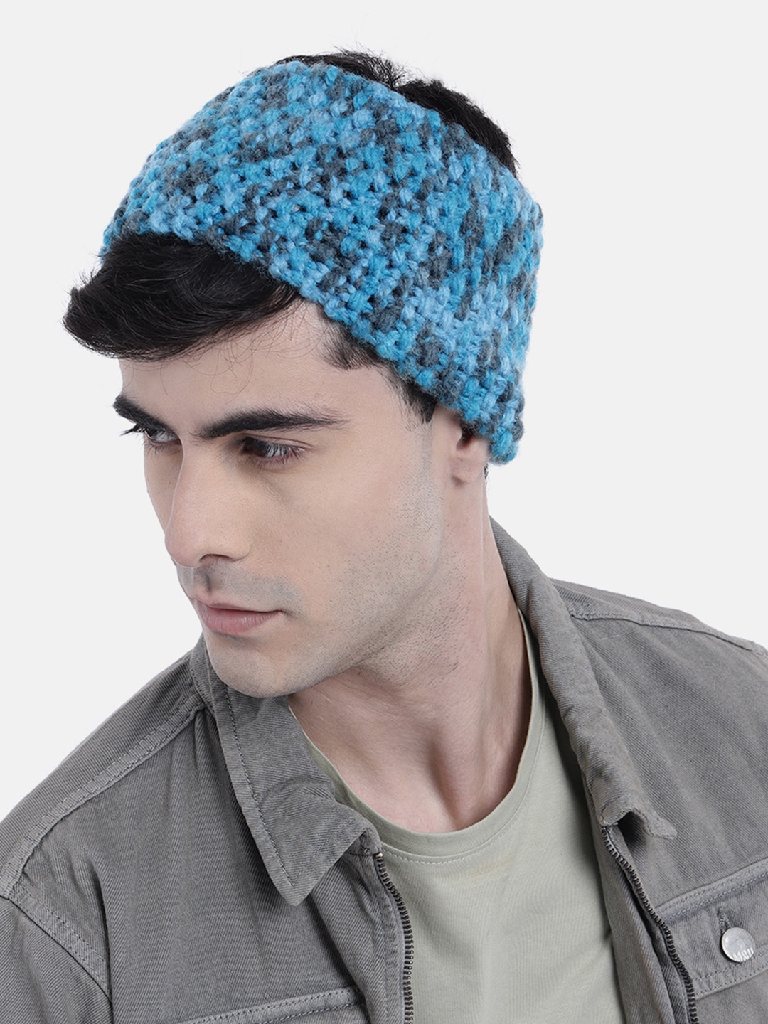 

Magic Needles Men Knitted Chill Wrap Thick Headband, Blue