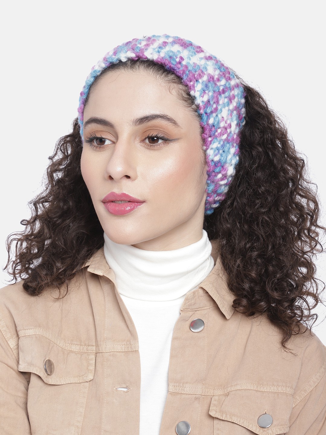 

Magic Needles Women Knitted Chill Wrap Thick Headband, Purple