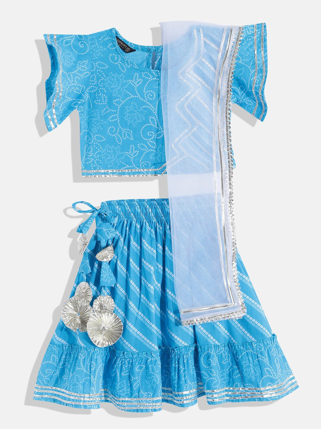

Readiprint Fashions Girls Printed Cotton Ready to Wear Lehenga & Blouse With Dupatta, Turquoise blue