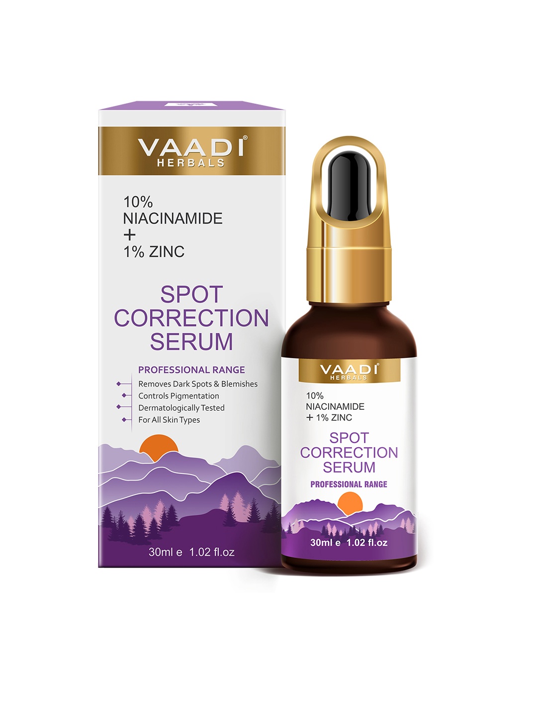 

Vaadi Herbals Spot Correction Serum with 10 % Niacinamide & 1% Zinc - 30 ml, Purple