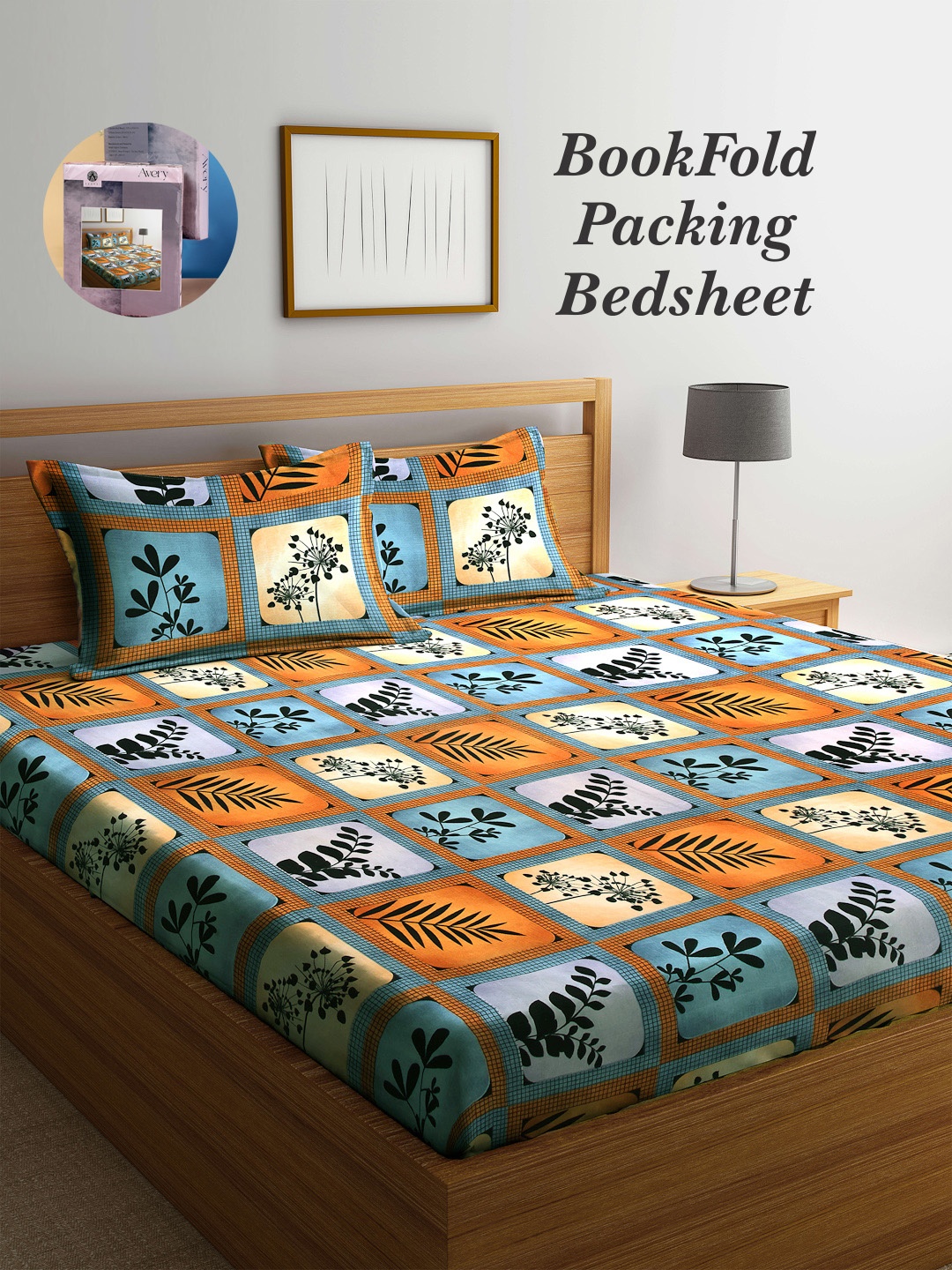 

Arrabi Bookfold Black & Blue Floral Printed 300 TC King Bedsheet & Pillow Covers