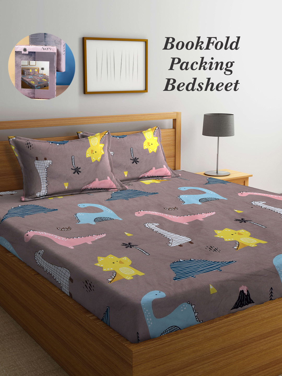 

Arrabi Bookfold Brown & Yellow Printed 300 TC King Bedsheet & Pillow Covers
