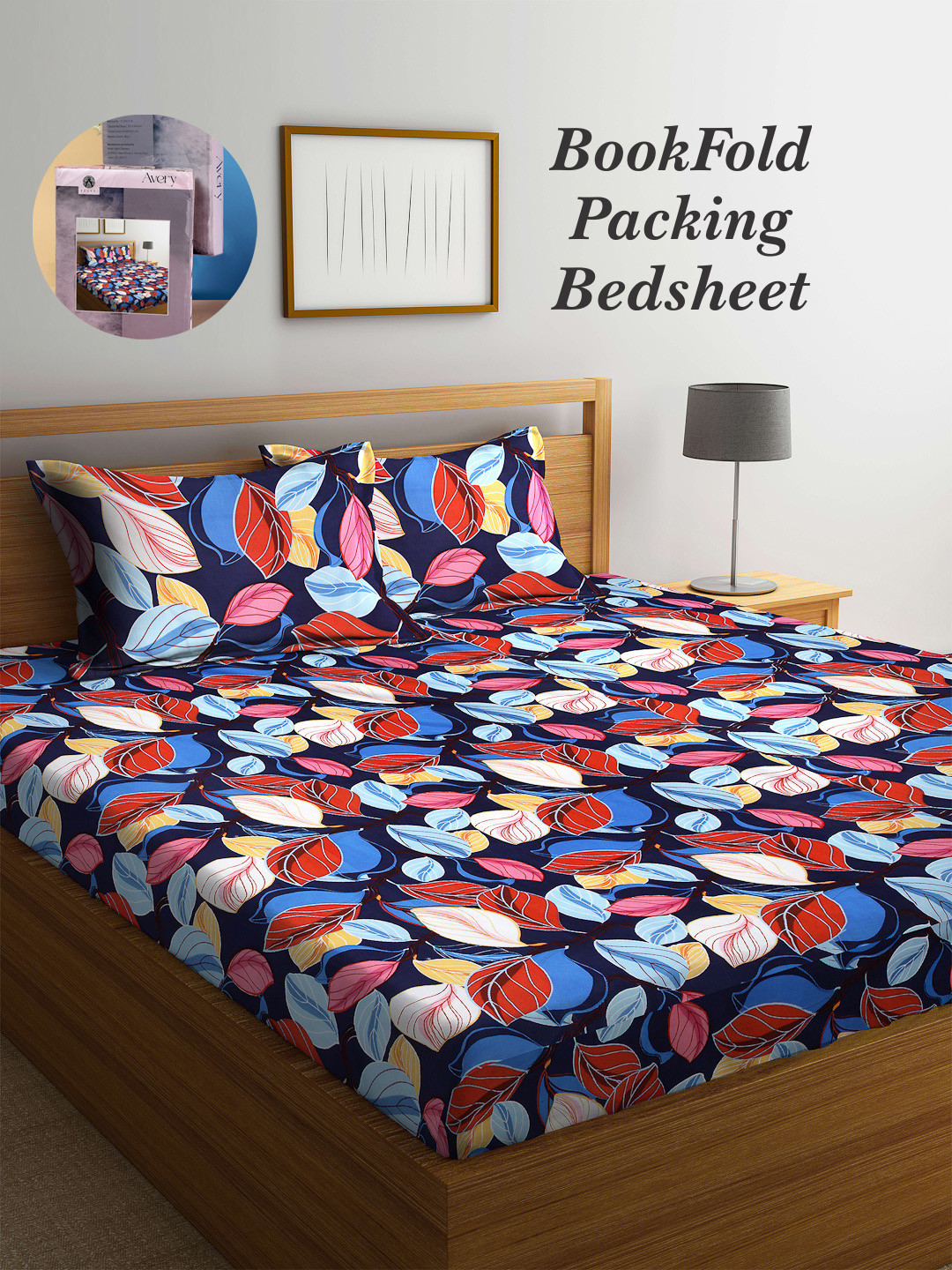 

Arrabi Bookfold Red & Blue Floral Printed 300 TC King Bedsheet & Pillow Covers