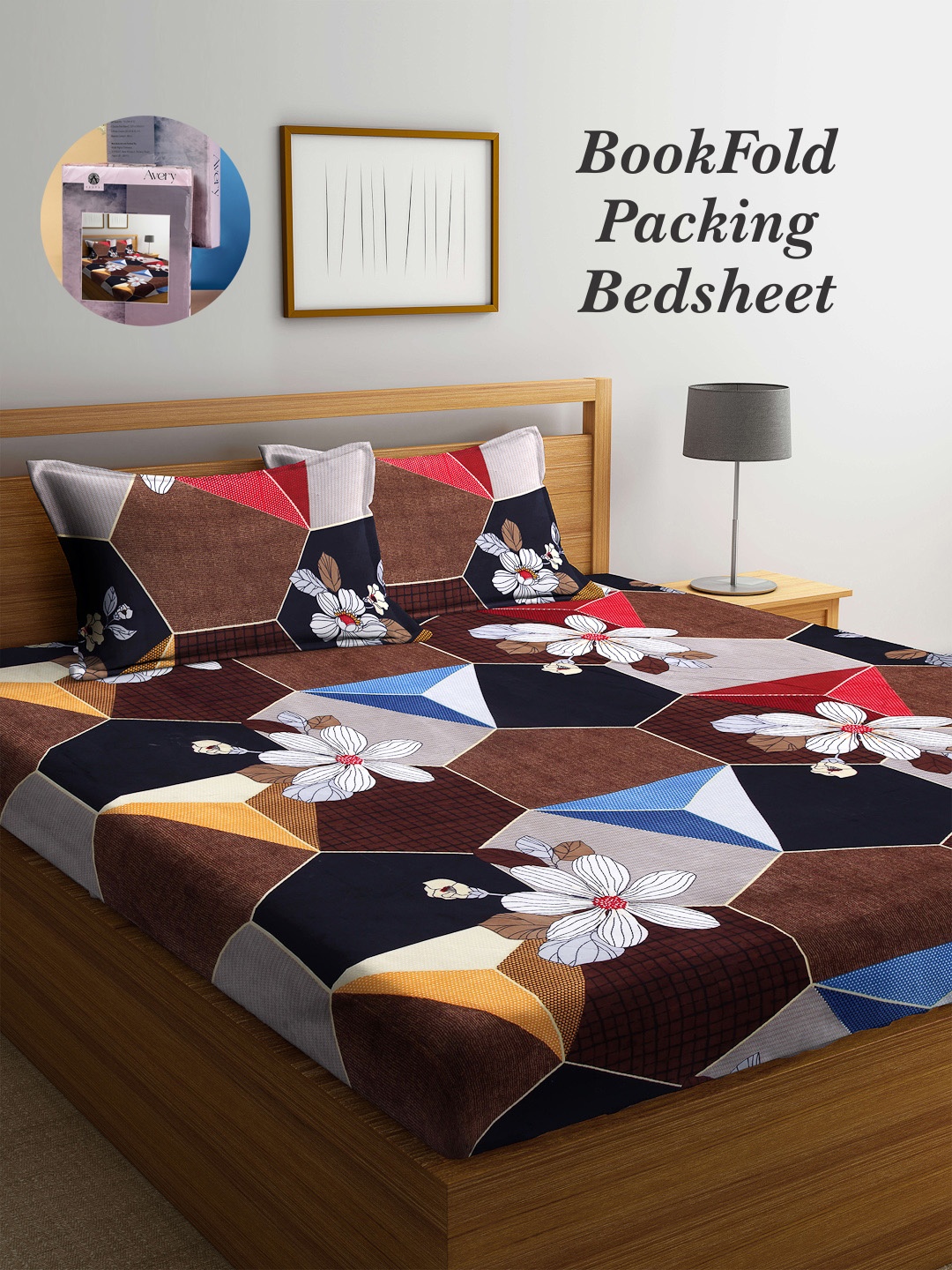 

Arrabi Bookfold Brown & White Floral Printed 300 TC King Bedsheet & Pillow Covers