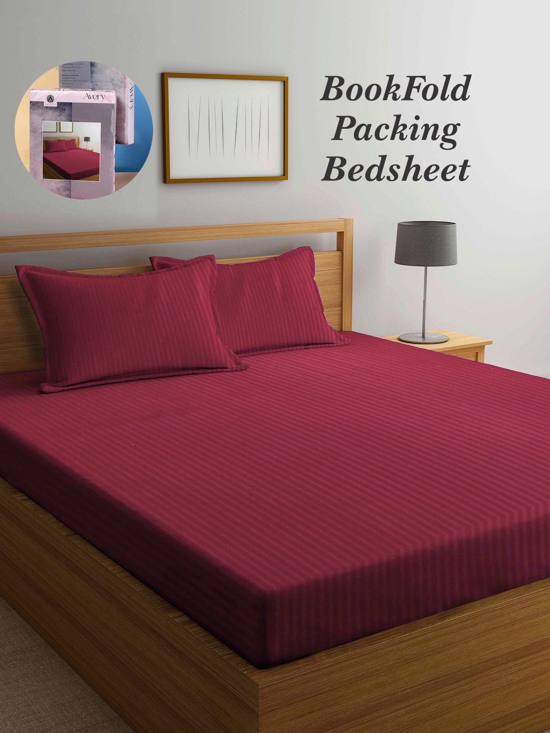 

Arrabi Bookfold Red Striped 300 TC King Bedsheet With 2 Pillow Covers
