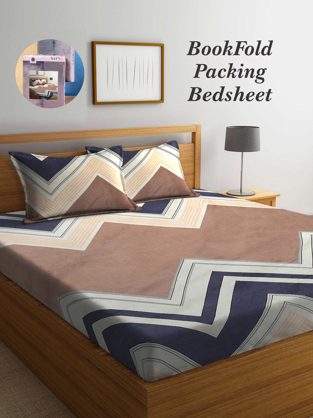 

Arrabi Bookfold Brown & Cream-Coloured Printed 300 TC King Bedsheet & Pillow Covers