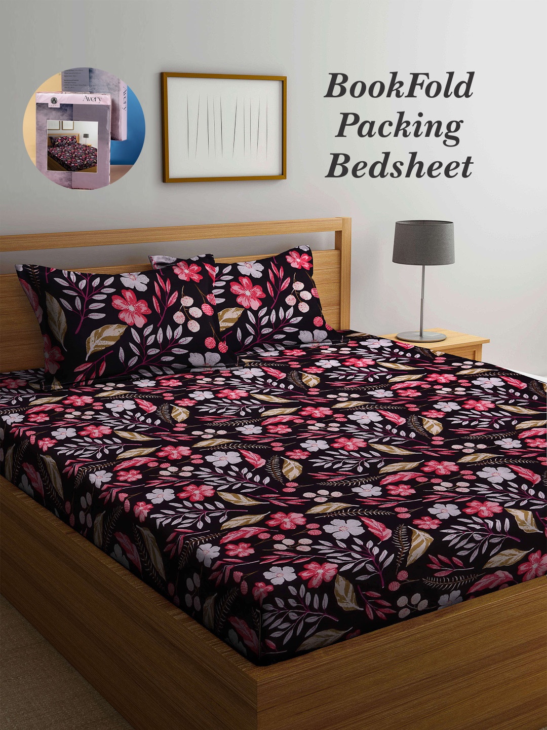 

Arrabi Bookfold Maroon & Pink Floral 300 TC King Bedsheet With 2 Pillow Covers