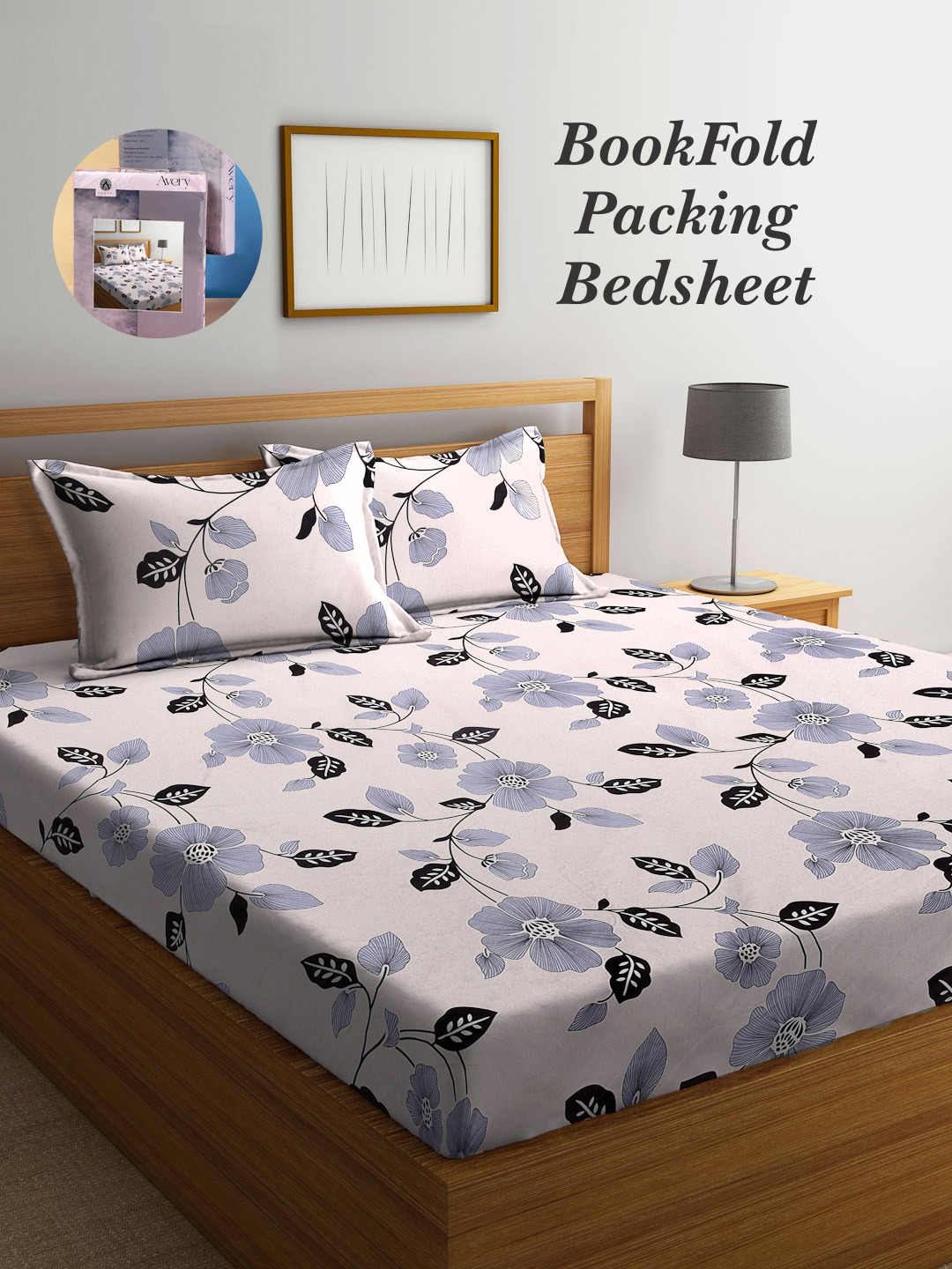 

Arrabi Bookfold Beige & Black Floral Printed 300 TC King Bedsheet & Pillow Covers