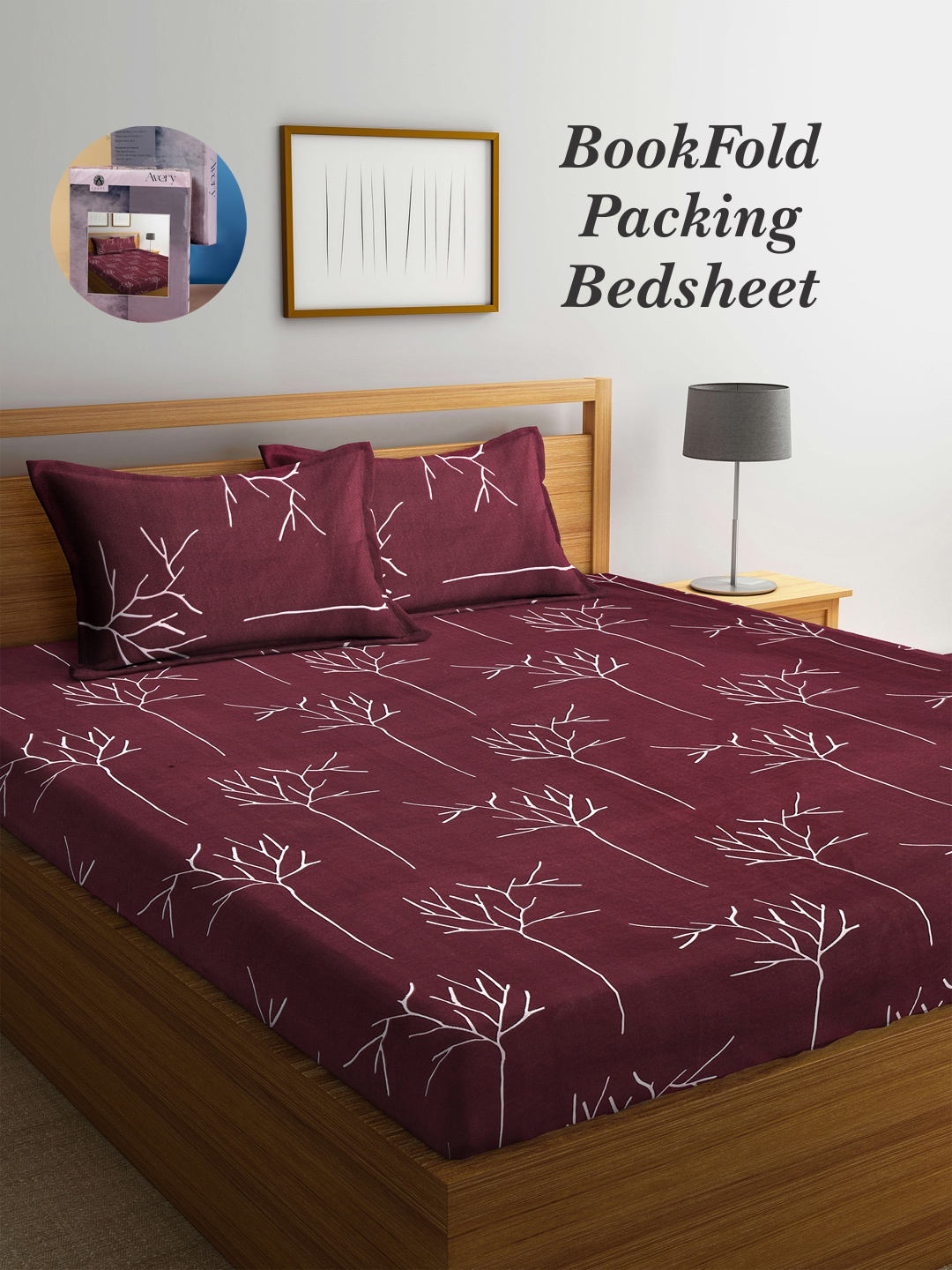 

Arrabi Bookfold Brown & White Printed 300 TC King Bedsheet With 2 Pillow Covers