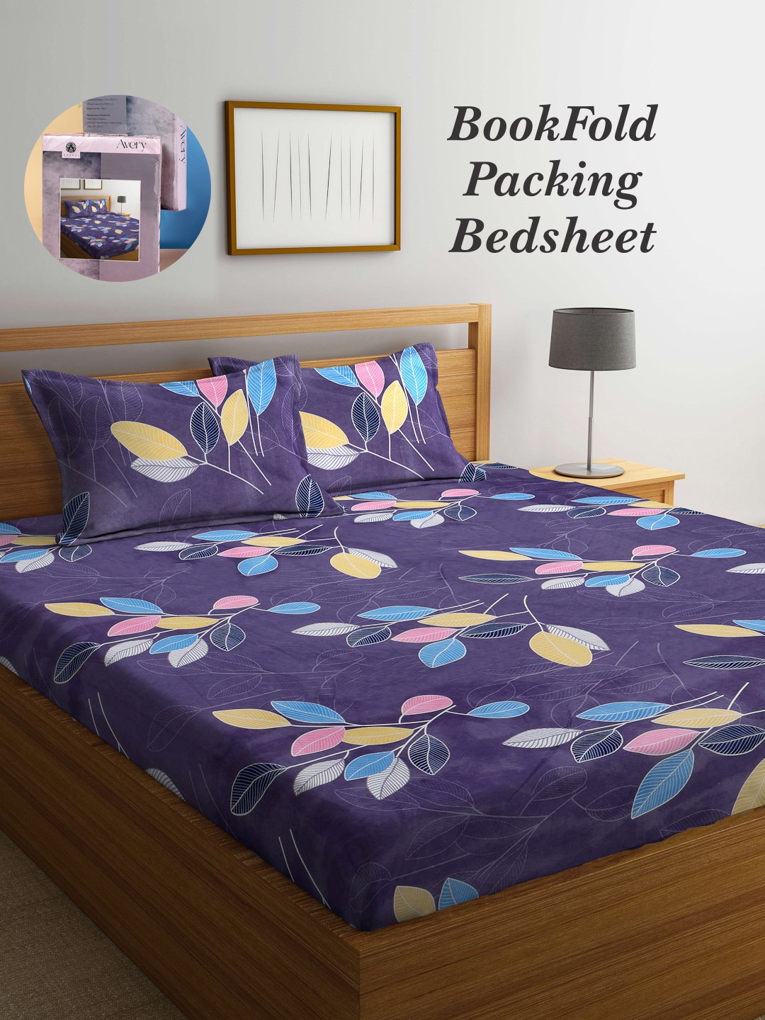 

Arrabi Bookfold Grey & Blue Floral Printed 300 TC King Bedsheet & Pillow Covers