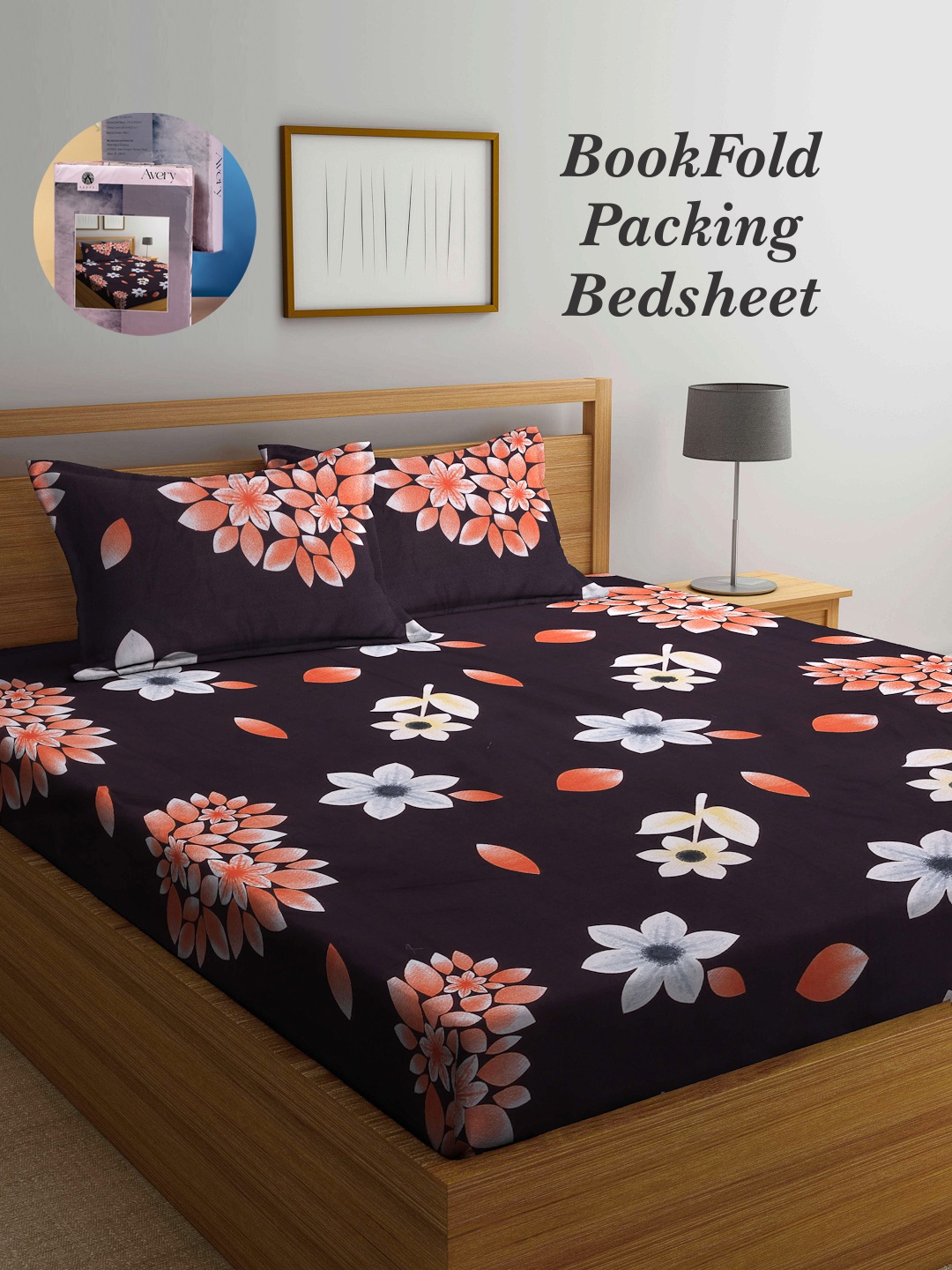 

Arrabi Bookfold Brown & Red Floral Printed 300 TC King Bedsheet & Pillow Covers