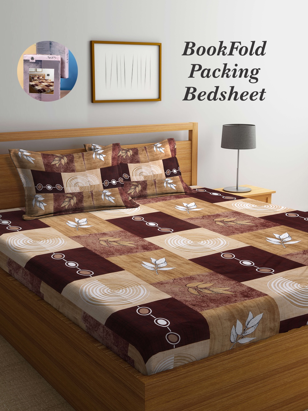 

Arrabi Bookfold Brown & Beige Geometric 300 TC King Bedsheet With 2 Pillow Covers