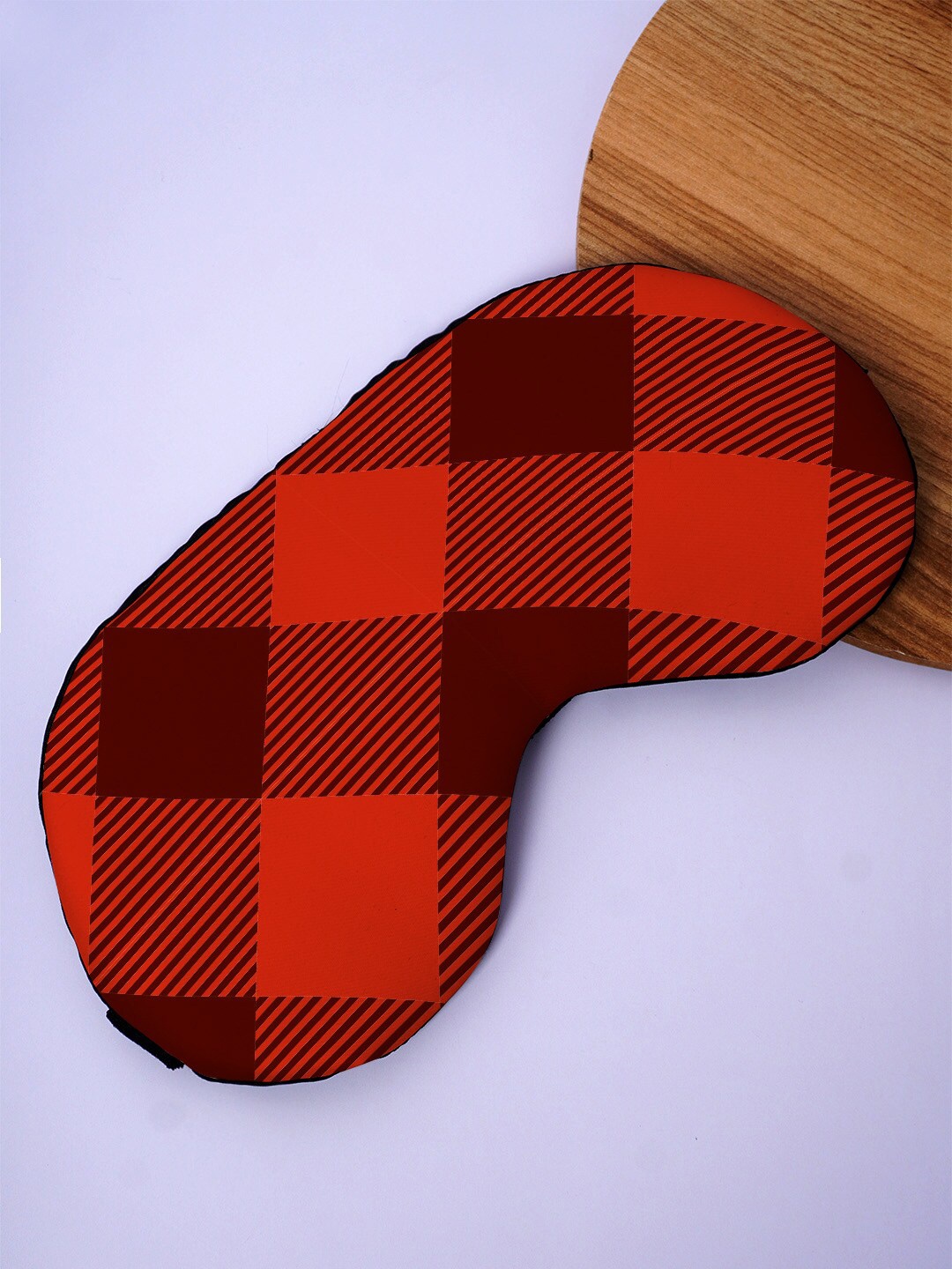 

Crazy Corner Checked Black Out Fabric Eye Mask, Red