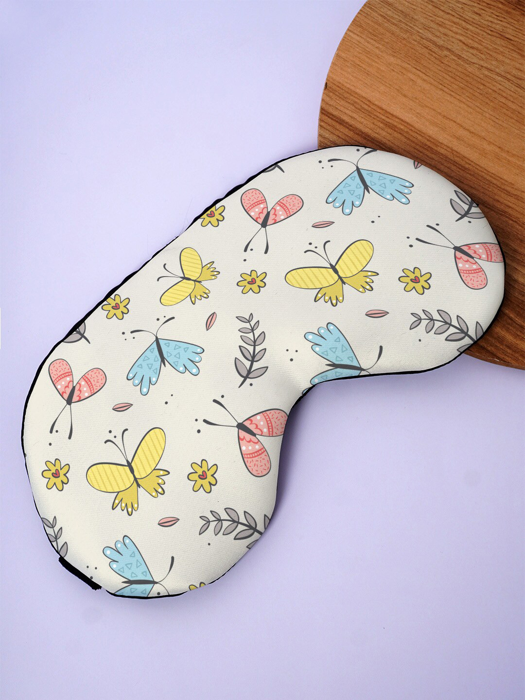 

Crazy Corner Butterflies Printed Black Out Fabric Eye Mask, Beige