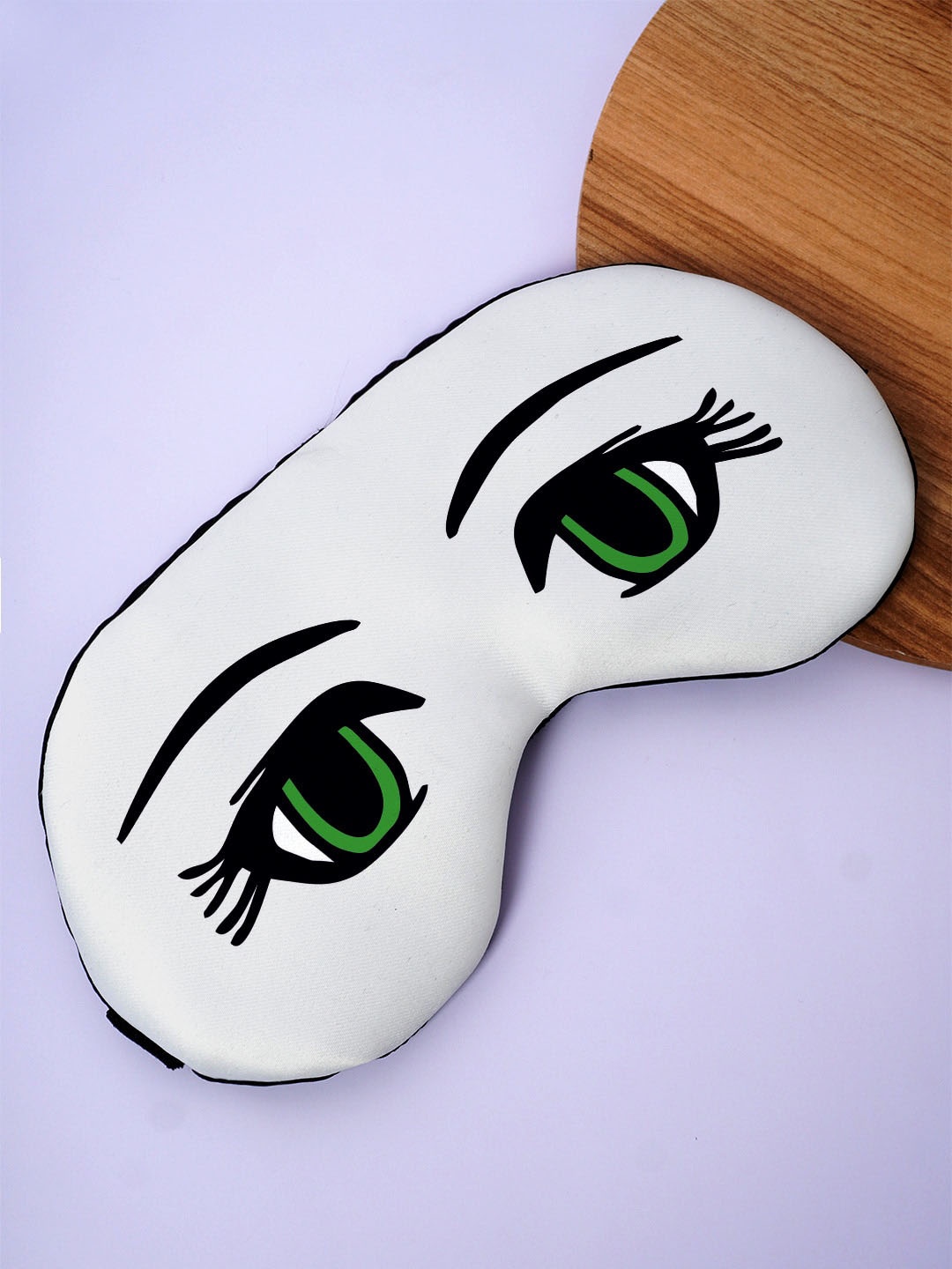 

Crazy Corner Beautiful Green Eyes Printed Black Out Fabric Eye Mask, White