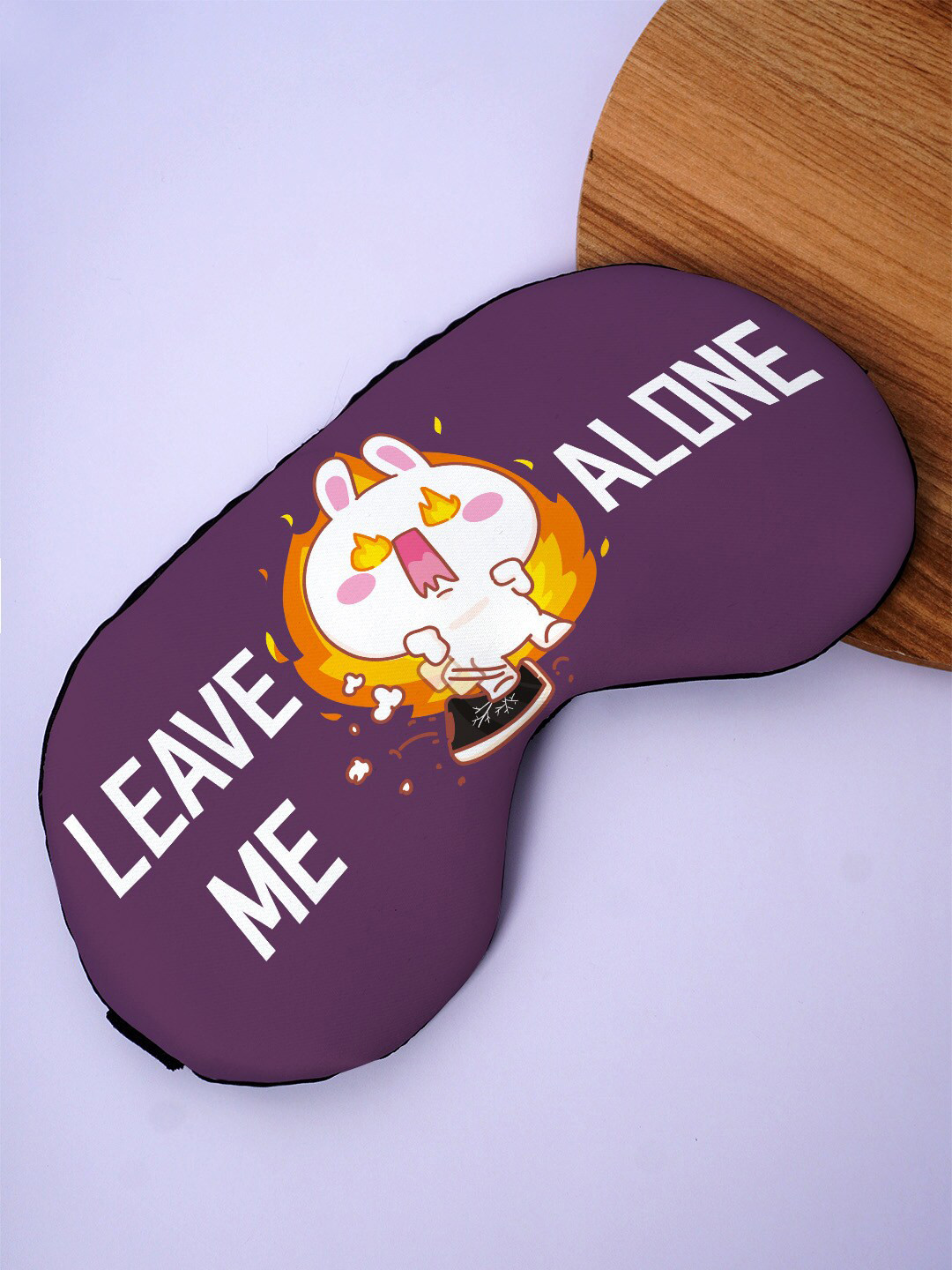 

Crazy Corner Leave Me Alone Quote Printed Black Out Fabric Eye Mask, Purple