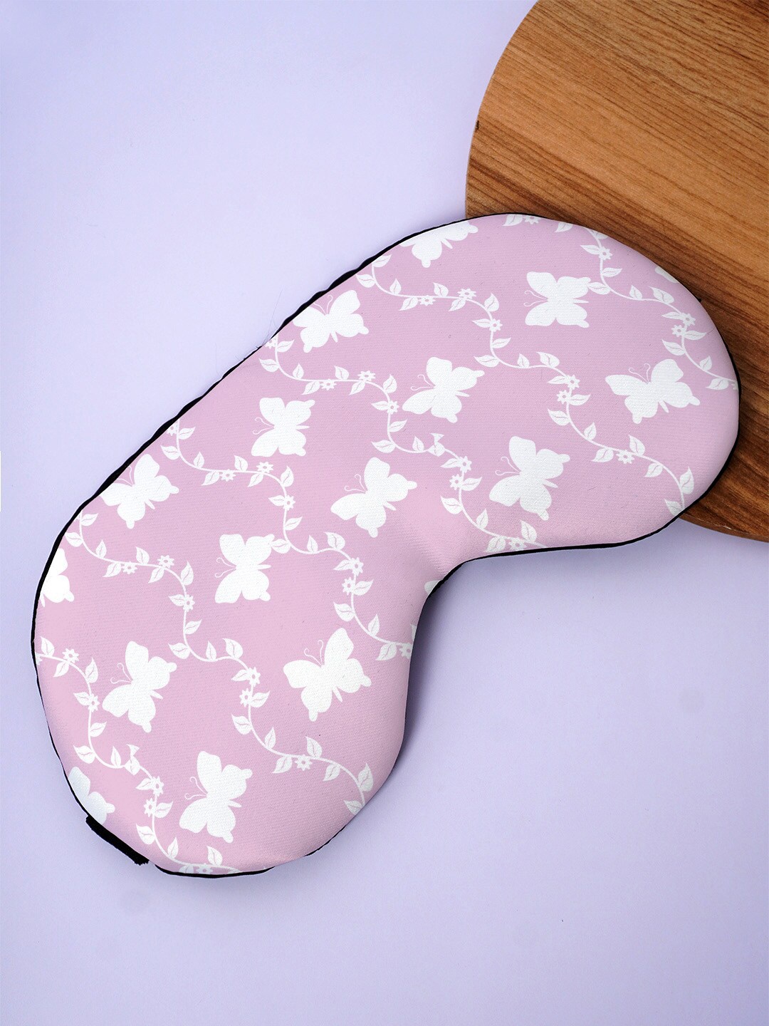 

Crazy Corner Butterflies Printed Black Out Fabric Eye Mask, Pink