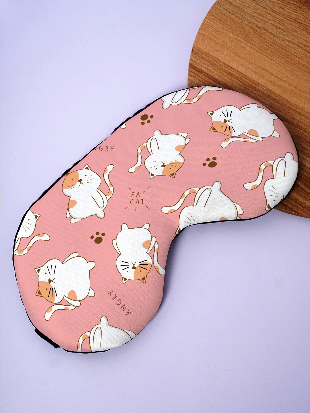 

Crazy Corner Angry Fat Cat Printed Black Out Fabric Eye Mask, Pink