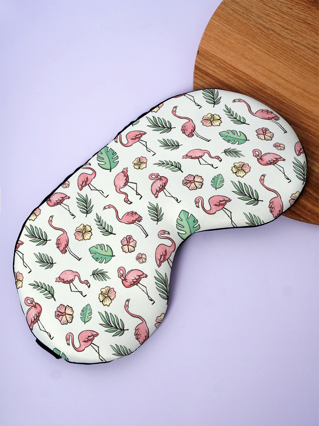 

Crazy Corner Sarus Crane Printed Black Out Fabric Eye Mask, White