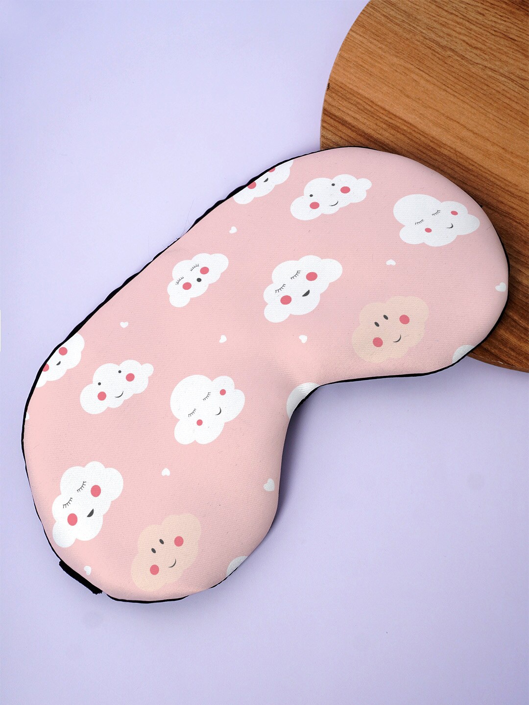 

Crazy Corner Clouds Printed Black Out Fabric Eye Mask, Pink