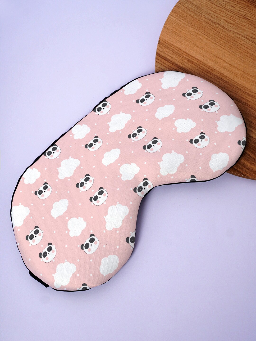 

Crazy Corner Clouds & Panda Printed Black Out Fabric Eye Mask, Pink