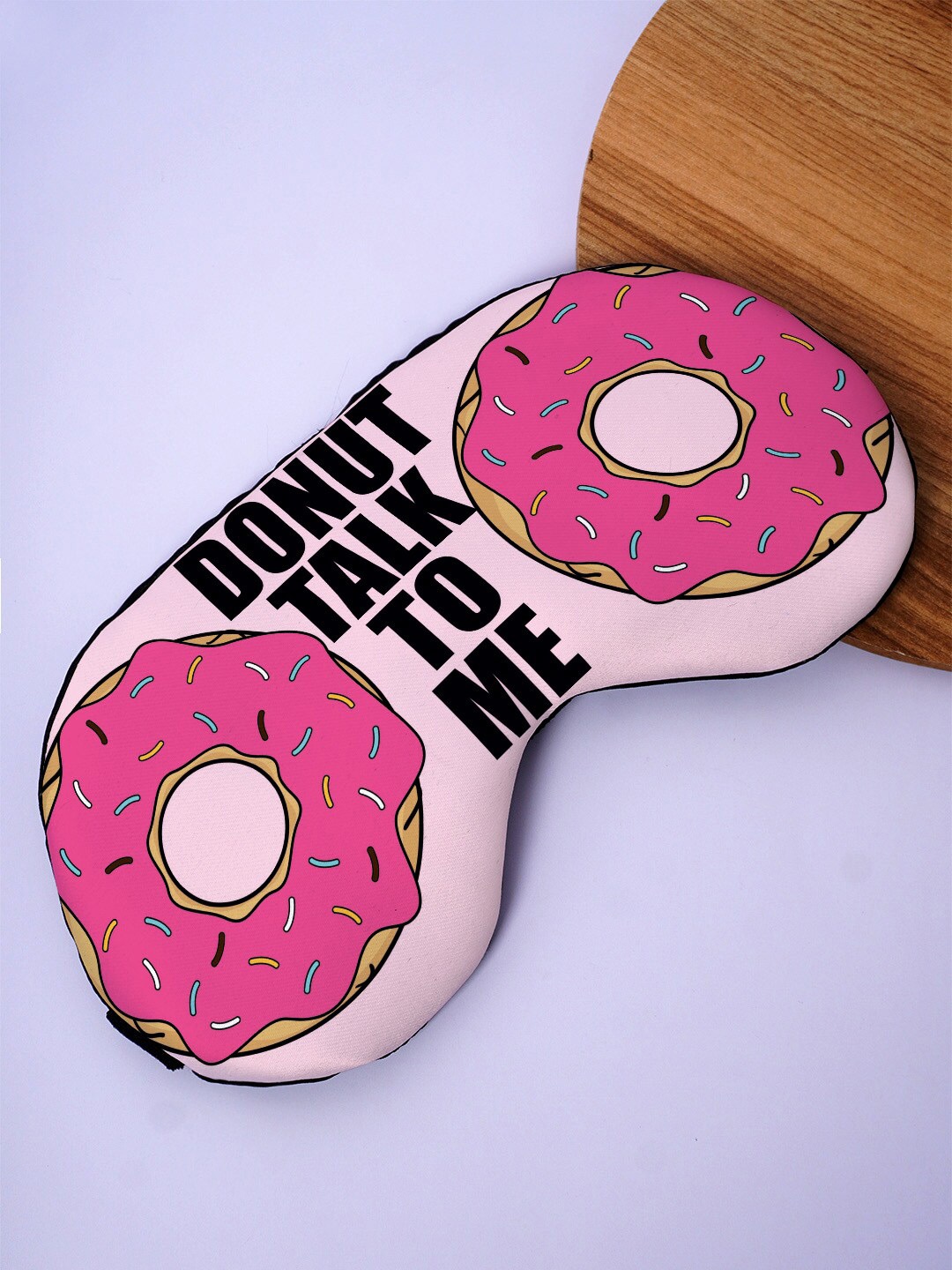 

Crazy Corner Donut Talk To Me Printed Black Out Fabric Eye Mask, Pink