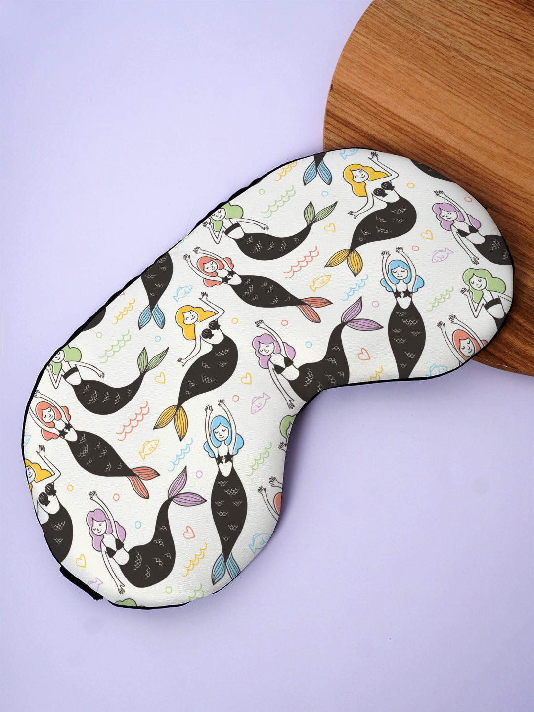 

Crazy Corner Mermaid Printed Black Out Fabric Eye Mask, Cream