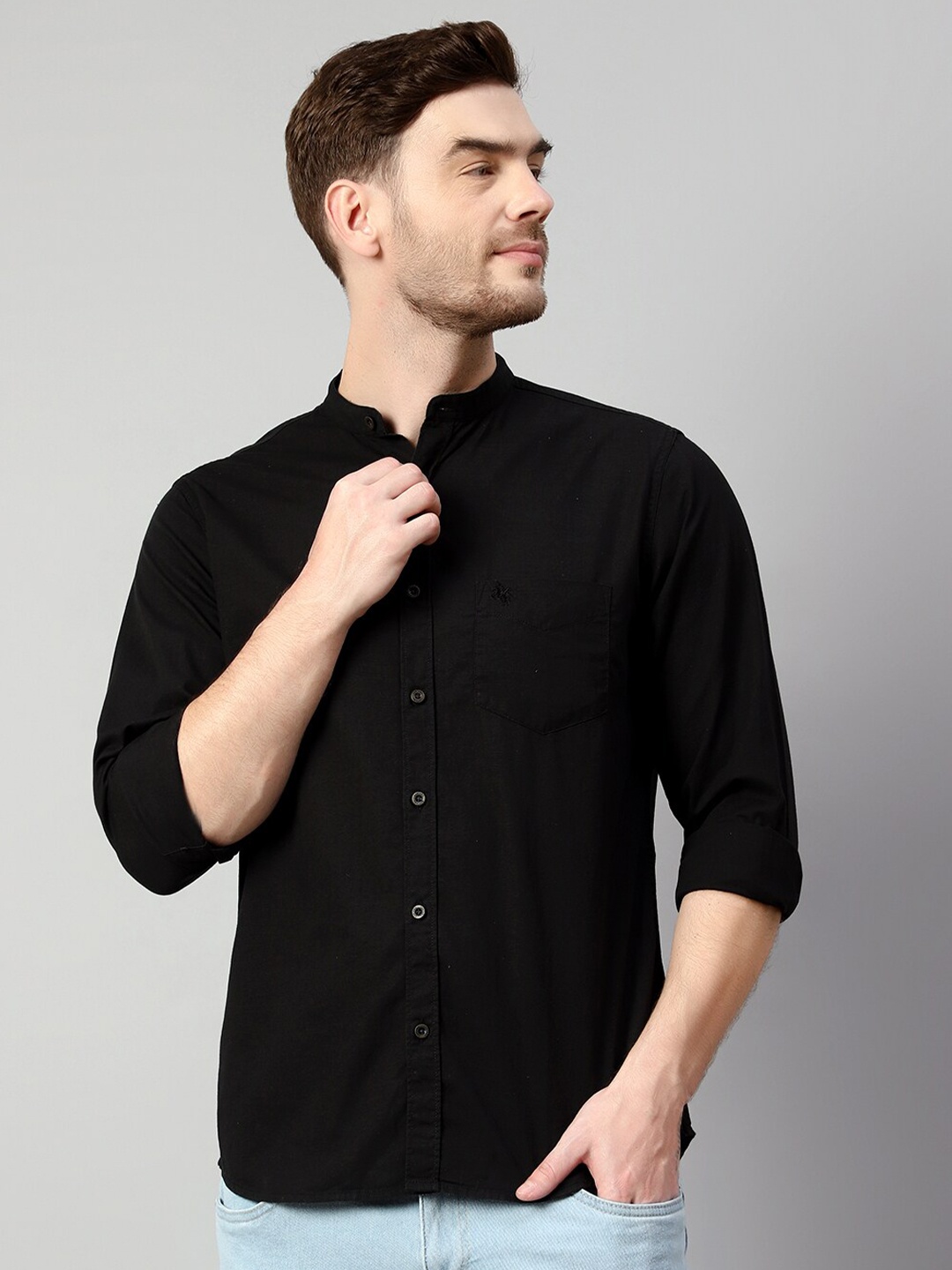 

Cantabil Spread Collar Cotton Casual Shirt, Black