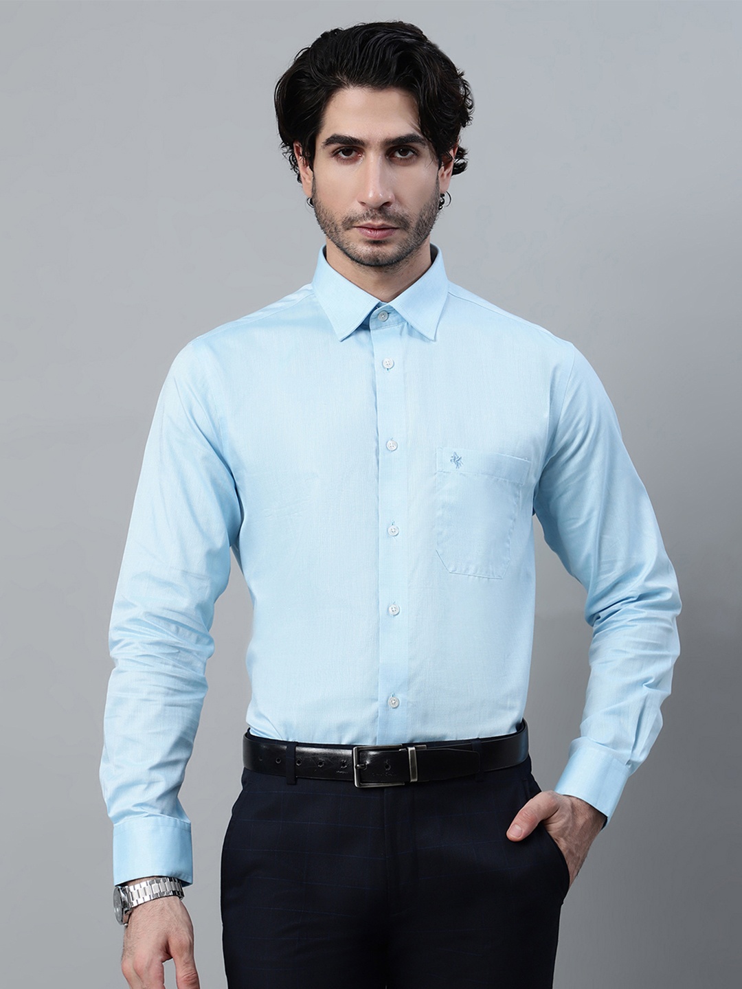 

Cantabil Spread Collar Cotton Formal Shirt, Blue