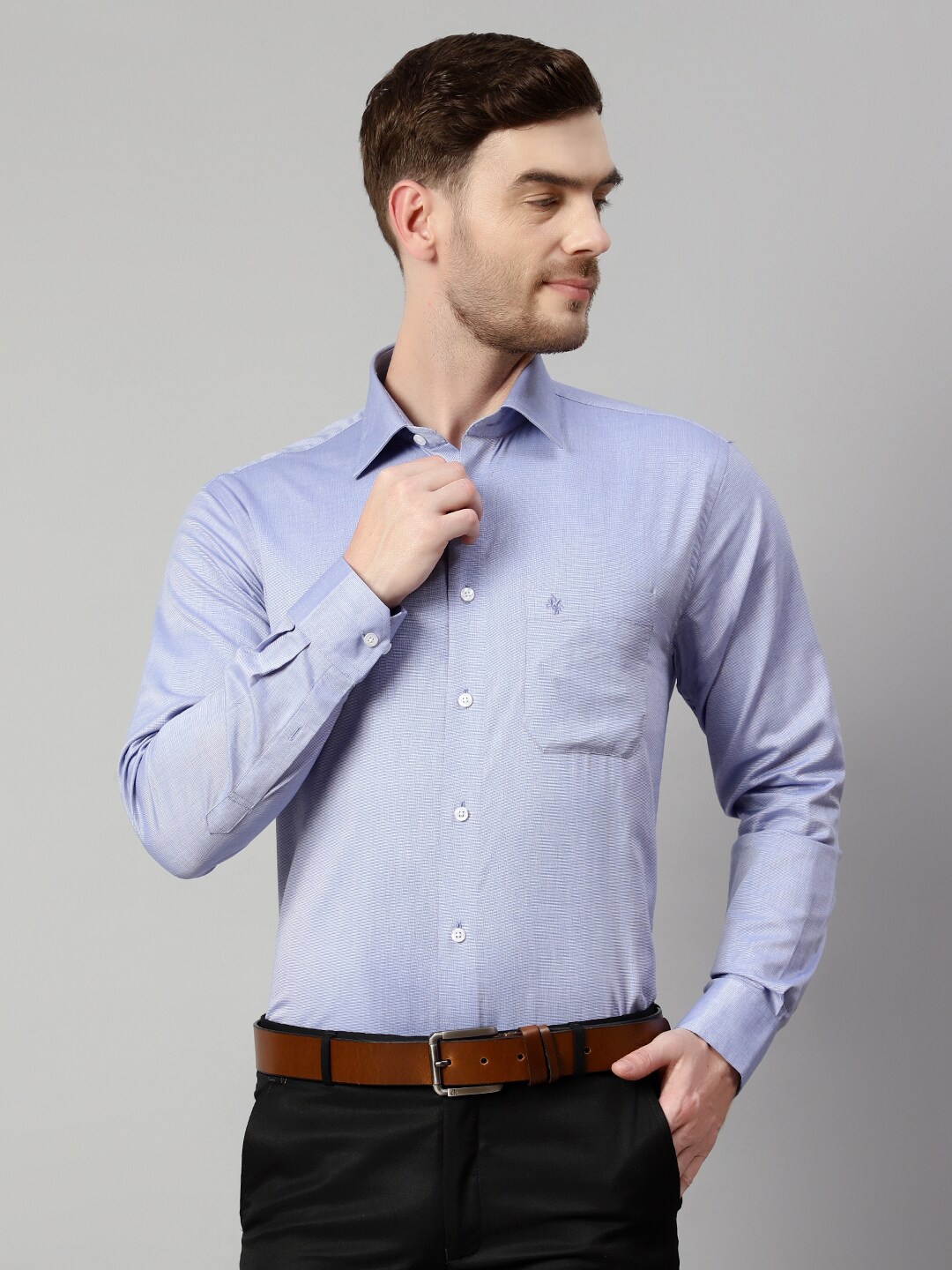 

Cantabil Spread Collar Cotton Formal Shirt, Blue