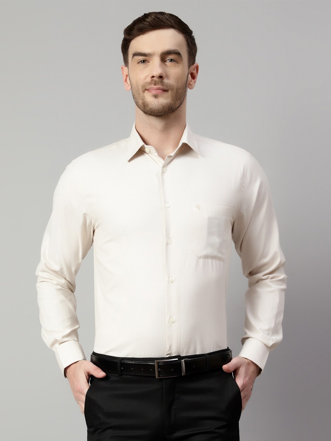 

Cantabil Spread Collar Formal Shirt, Beige