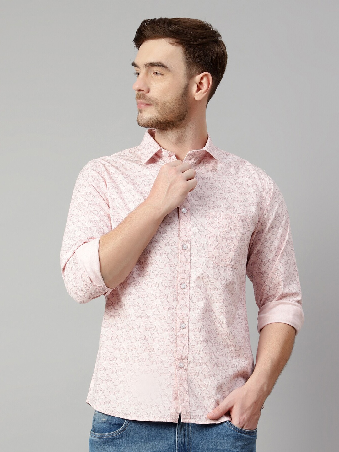 

Cantabil Micro Ditsy Printed Cotton Casual Shirt, Pink