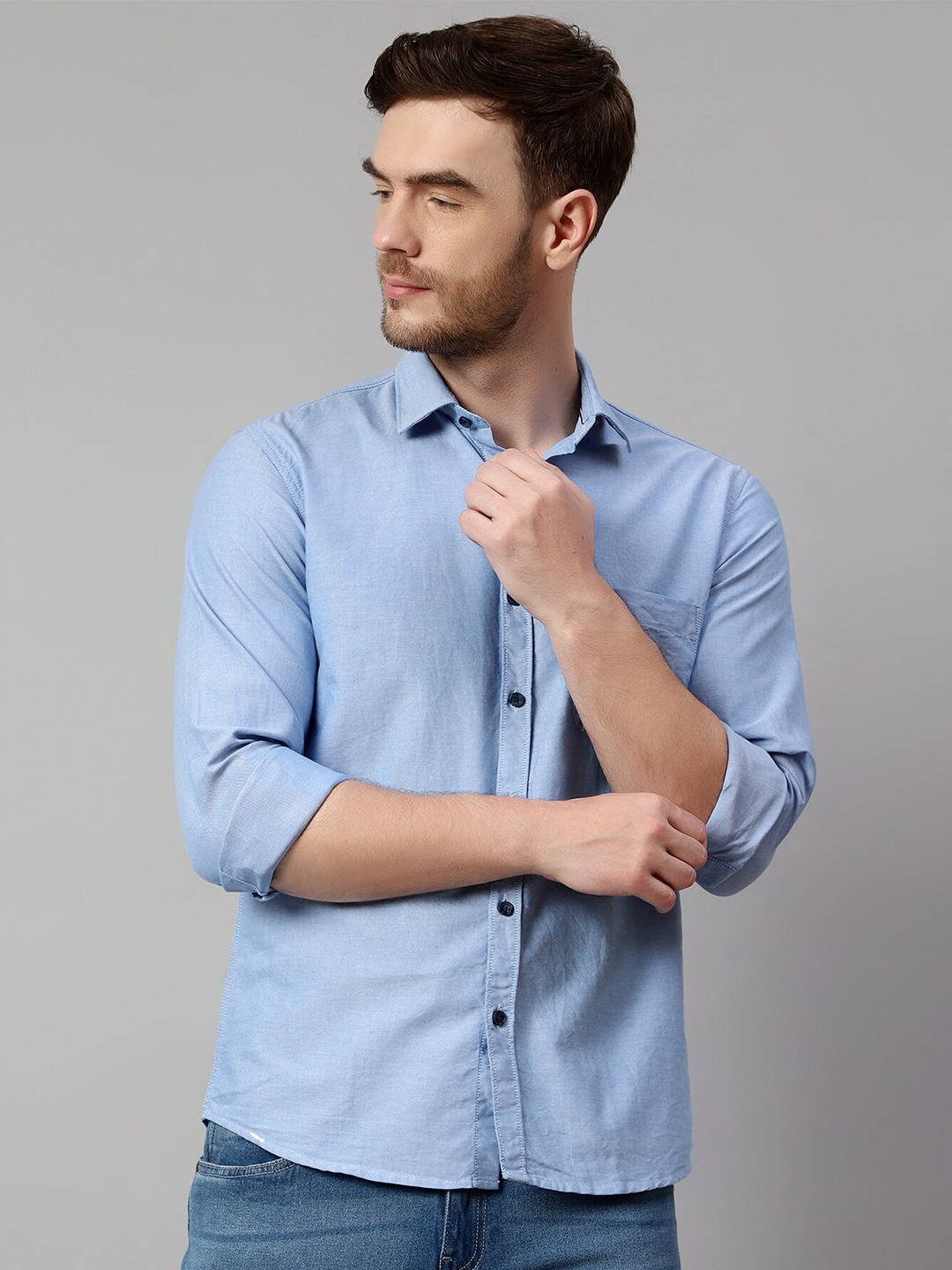 

Cantabil Spread Collar Cotton Casual Shirt, Blue