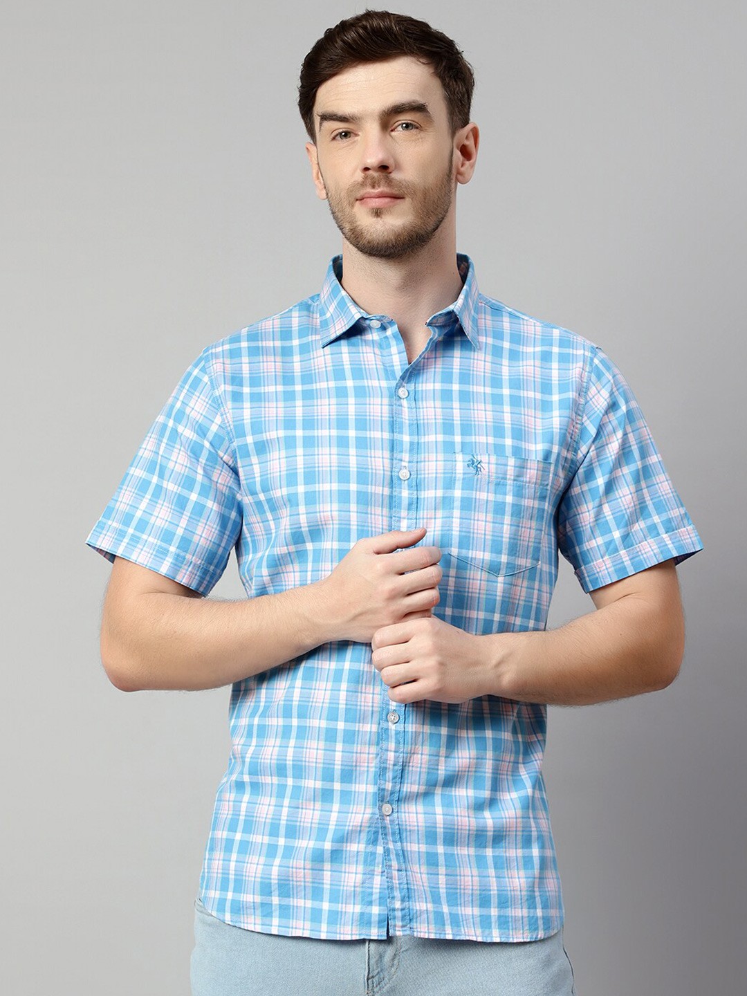 

Cantabil Tartan Checks Cotton Casual Shirt, Blue