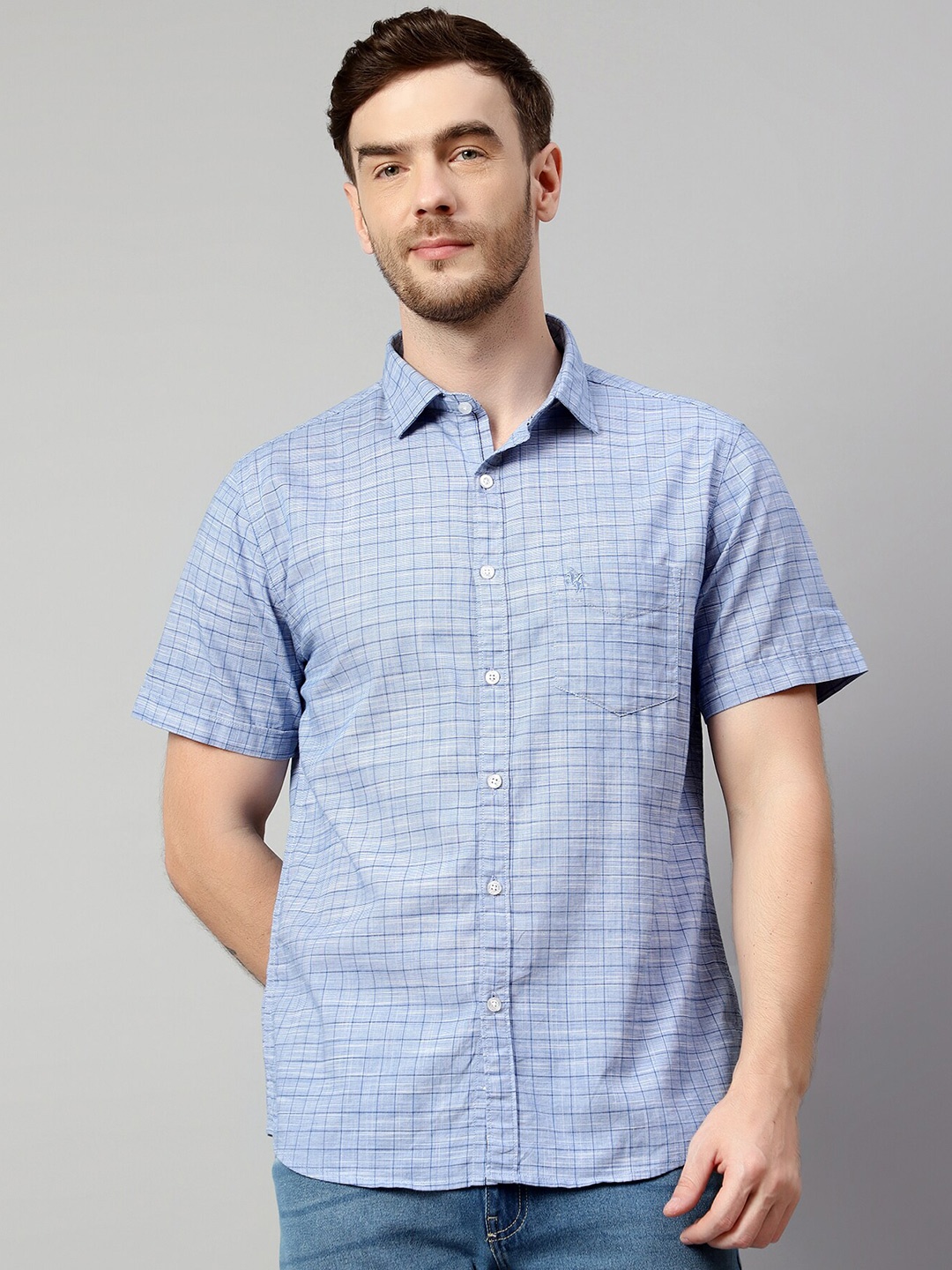 

Cantabil Checked Cotton Casual Shirt, Blue