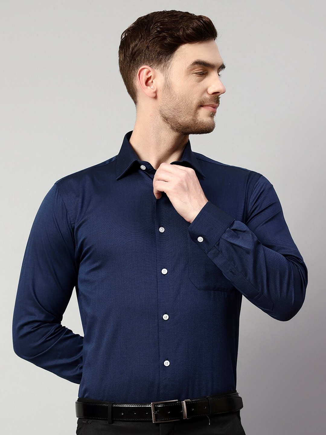 

Cantabil Spread Collar Cotton Formal Shirt, Navy blue
