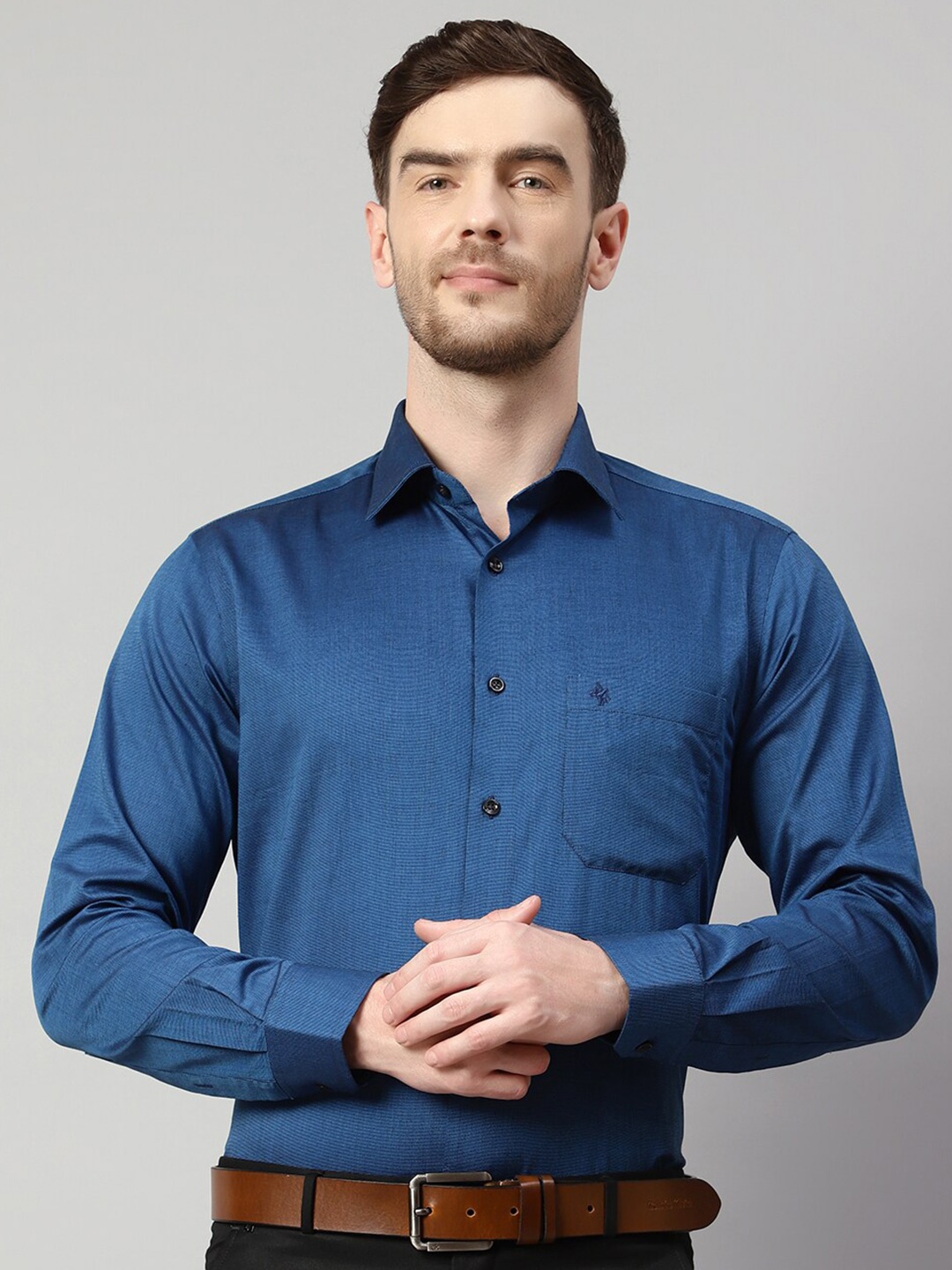 

Cantabil Spread Collar Cotton Formal Shirt, Blue