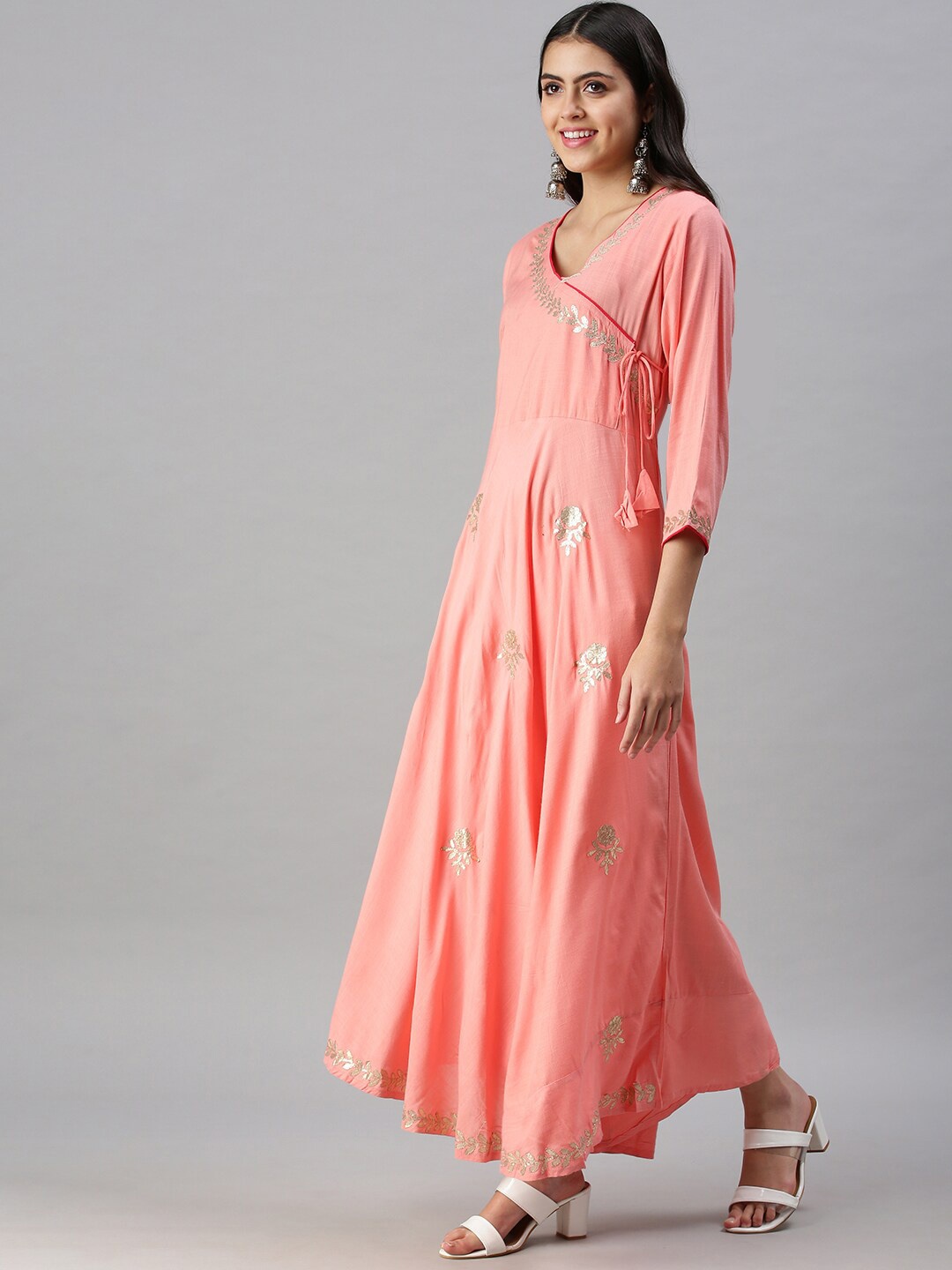 

SHOWOFF Embellished Sequinned Anarkali Kurta, Pink
