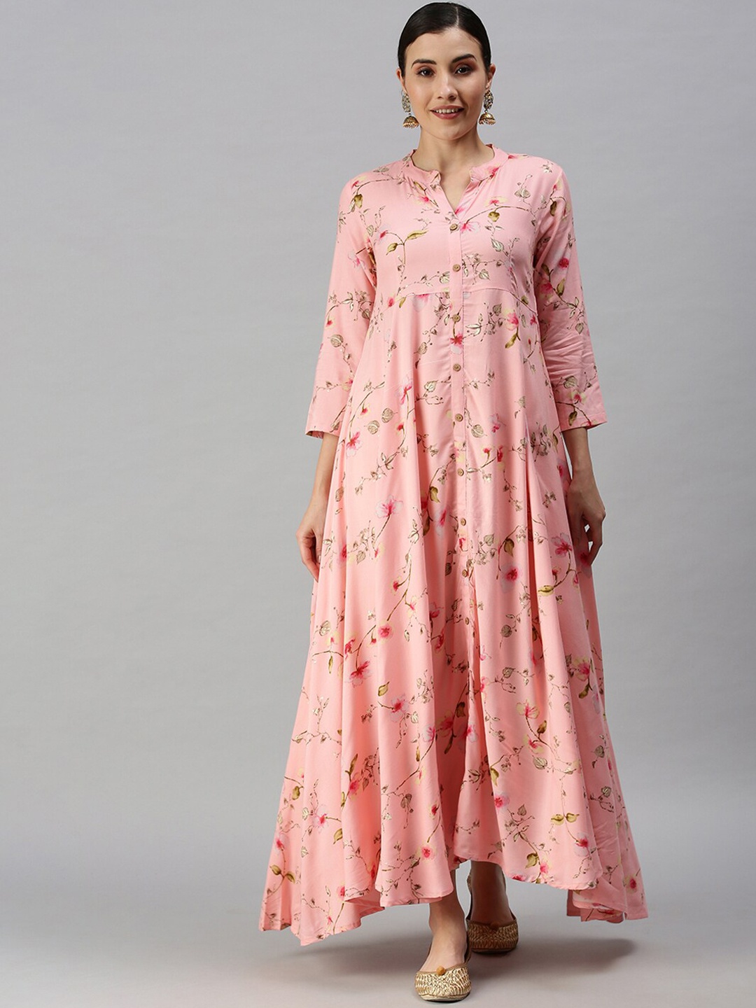 

SHOWOFF Women Pink Embroidered Thread Work Kurta