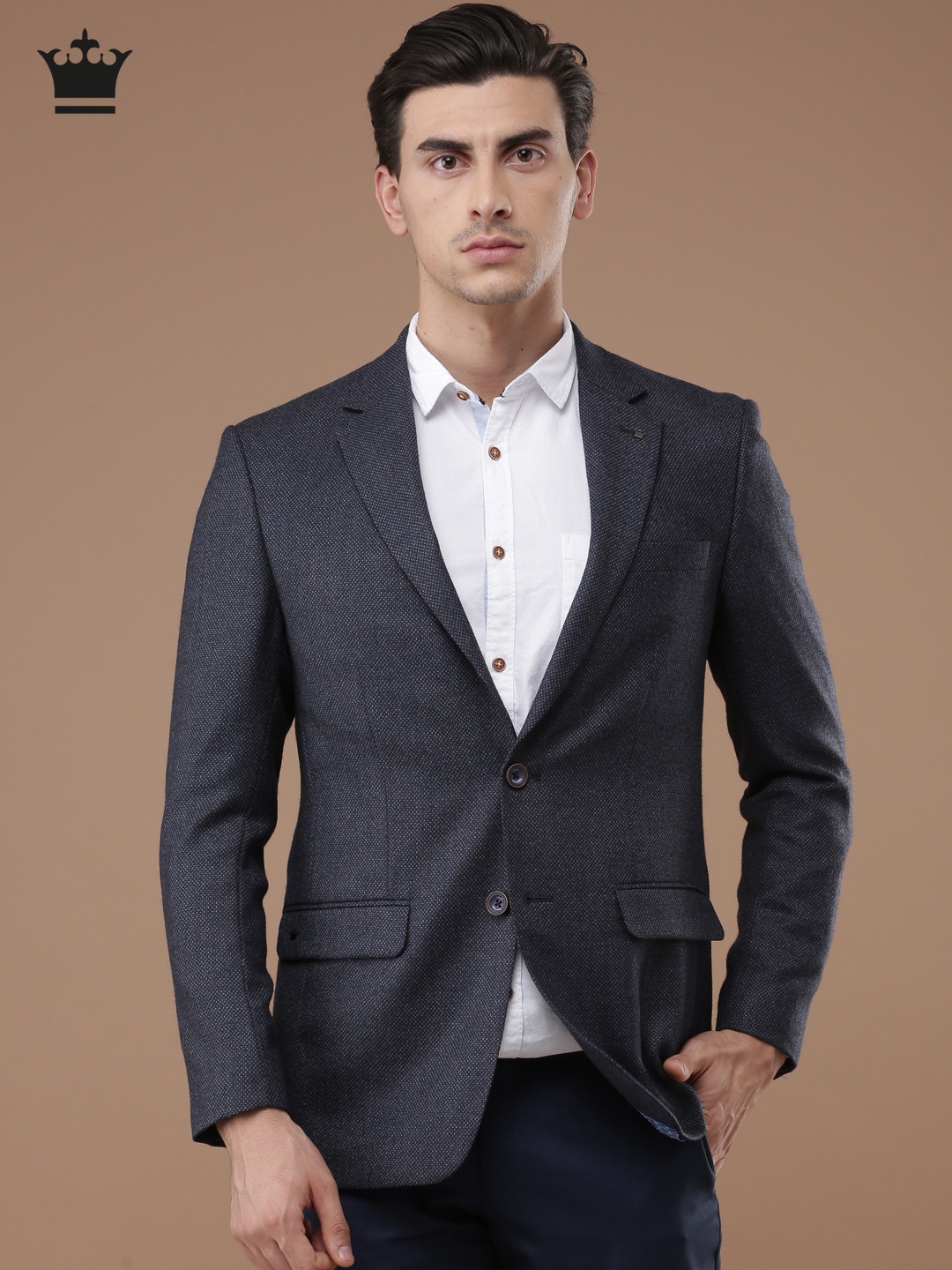 

Louis Philippe Men Navy Blue Slim Ultra Fit Single-Breasted Formal Blazer
