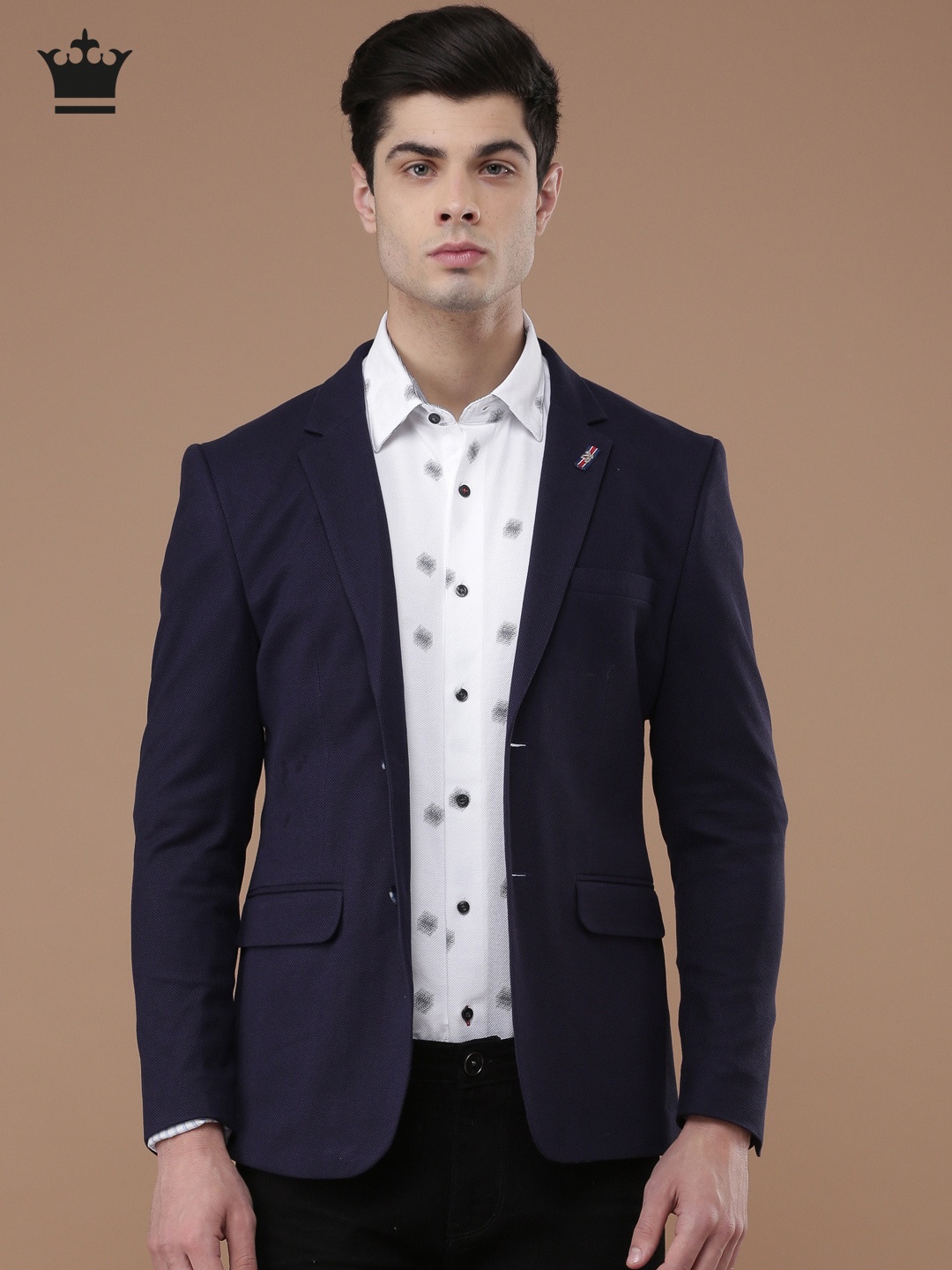 

Louis Philippe Sport Blue Self-Design Slim John Fit Single-Breasted Formal Blazer