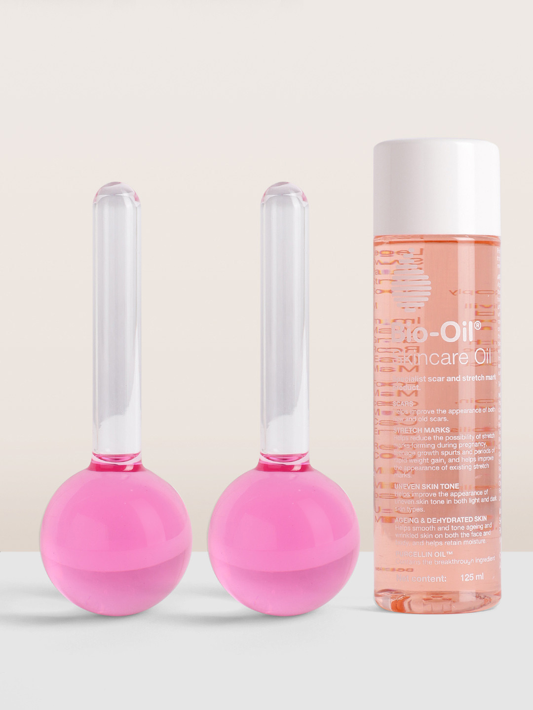 

Bio Oil Face Massage Gift Set with Ice Globes for Skin Tightening and Depuffing, Peach