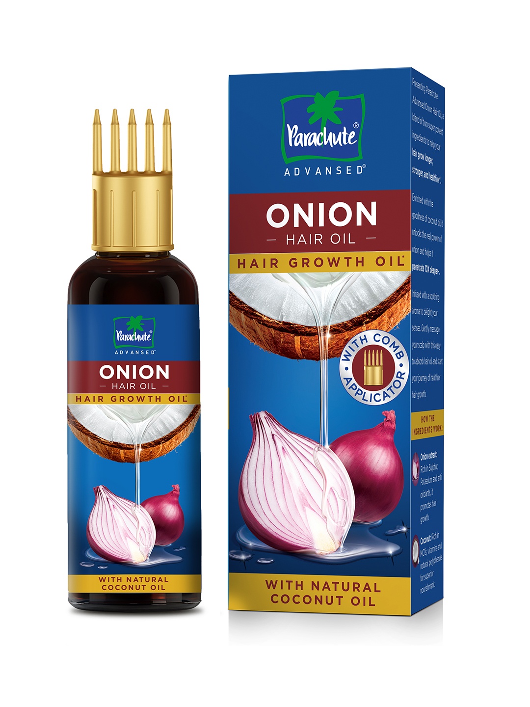 

Parachute Advansed Onion Hair Growth Oil with Comb Applicator - 200ml, Blue